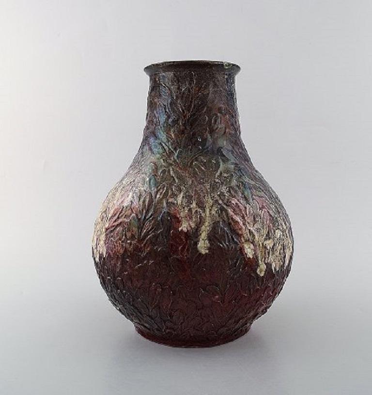 Art Nouveau Early Svend Hammershøi for Kähler, Denmark, Large Vase in Glazed Stoneware