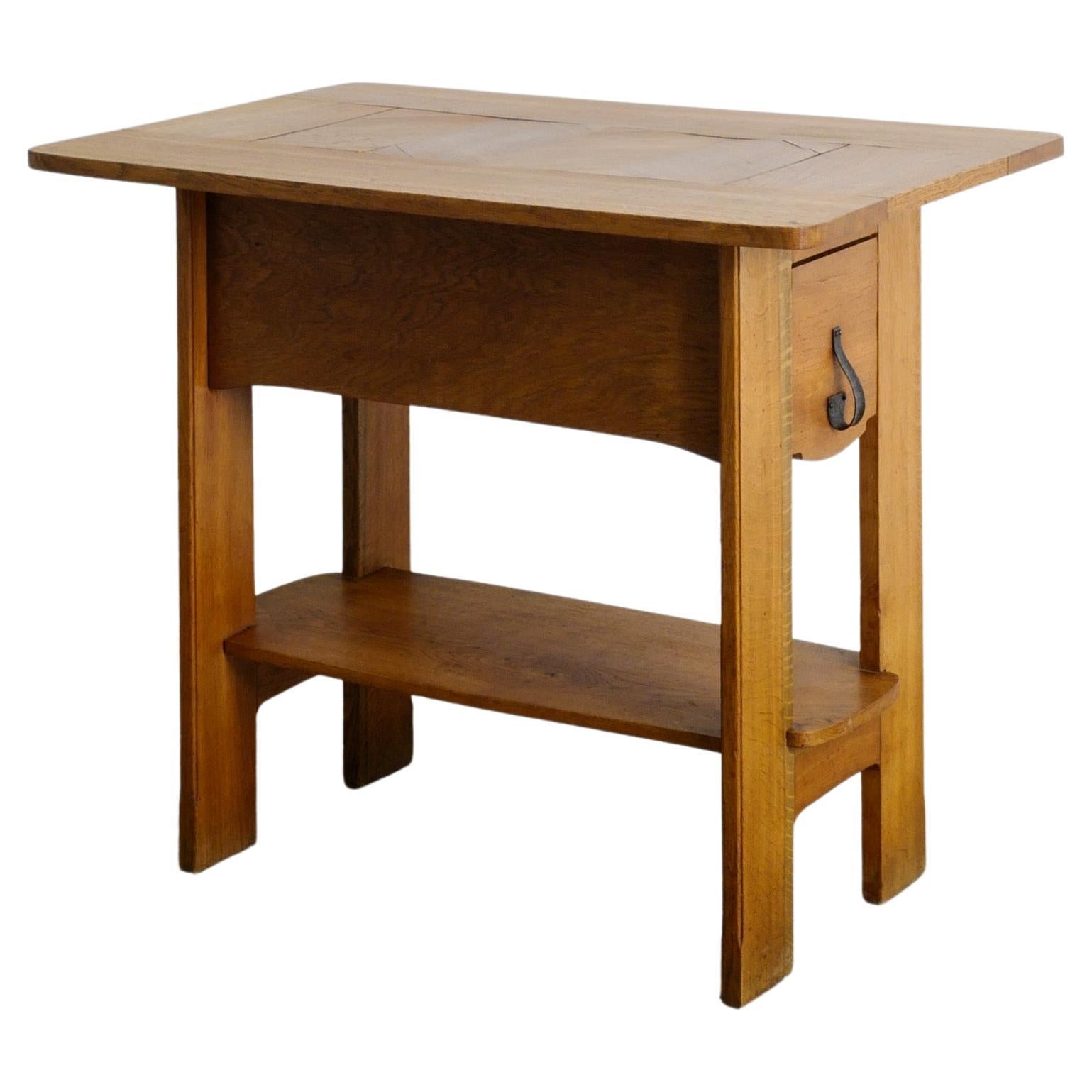 Early Swedish Modern Wooden Console Side Table in Oak by Axel Lindegren, 1930s