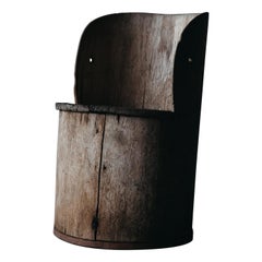Silla "Kubb" Sueca Antigua de Pino, Circa 1800