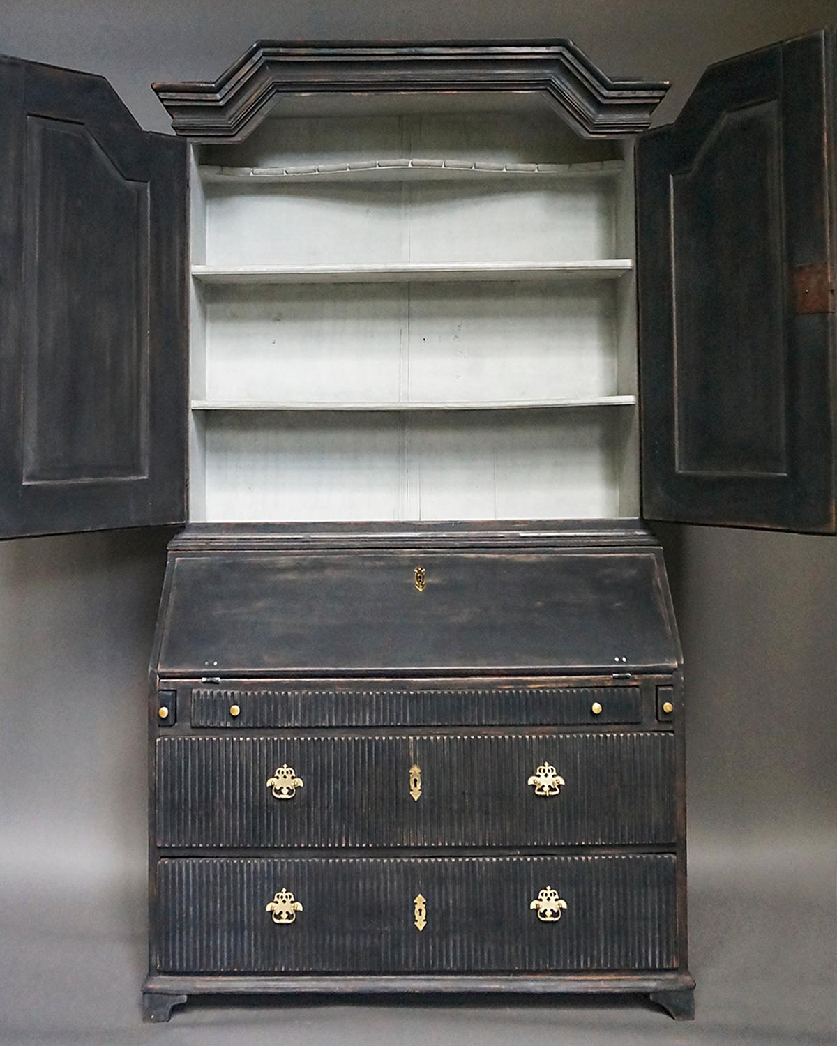 Early Swedish Secretary with Original Hardware In Good Condition In Great Barrington, MA