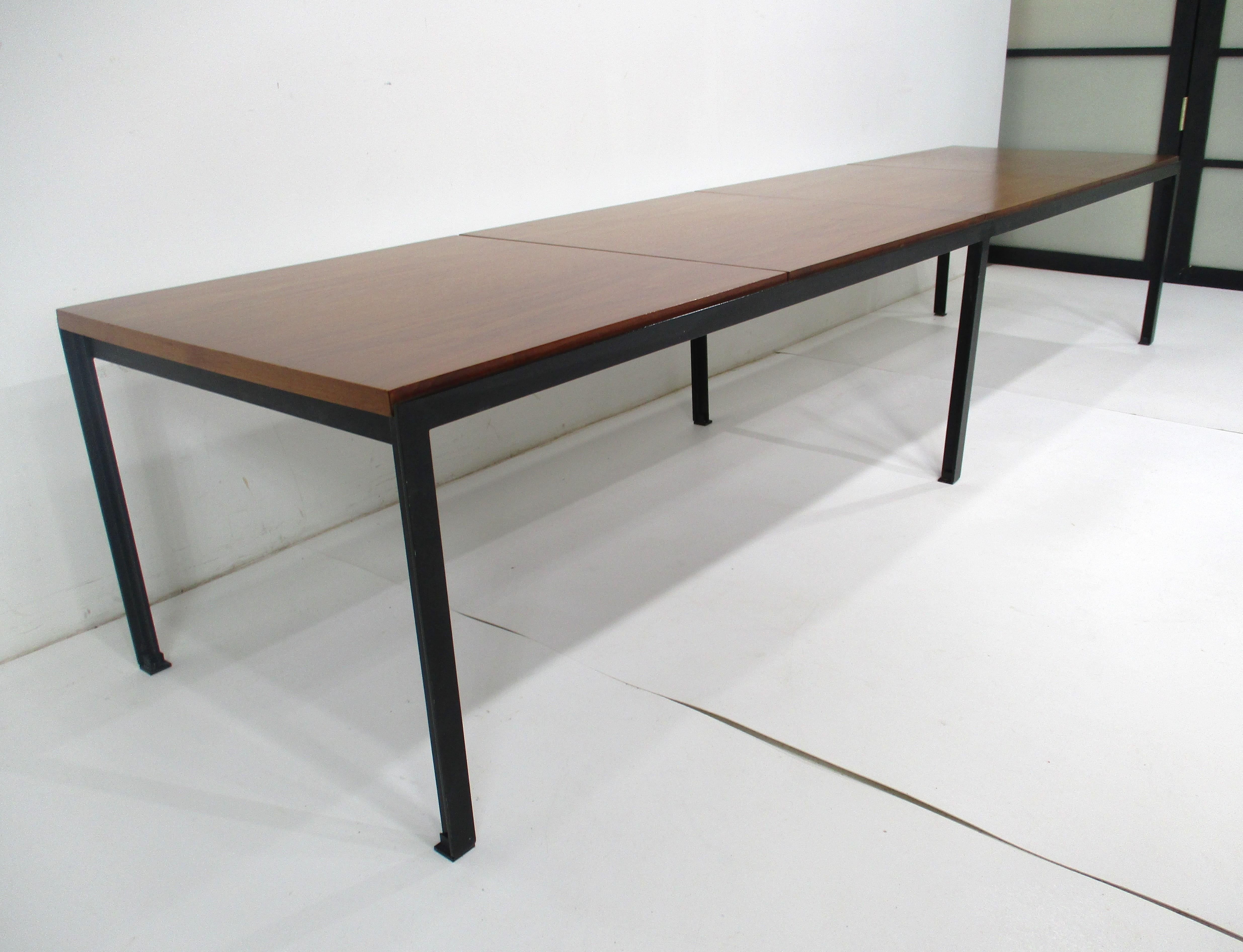 Mid-Century Modern Early T Angle Walnut Coffee Table / Bench by Florence Knoll # 332 for Knoll (A)  For Sale