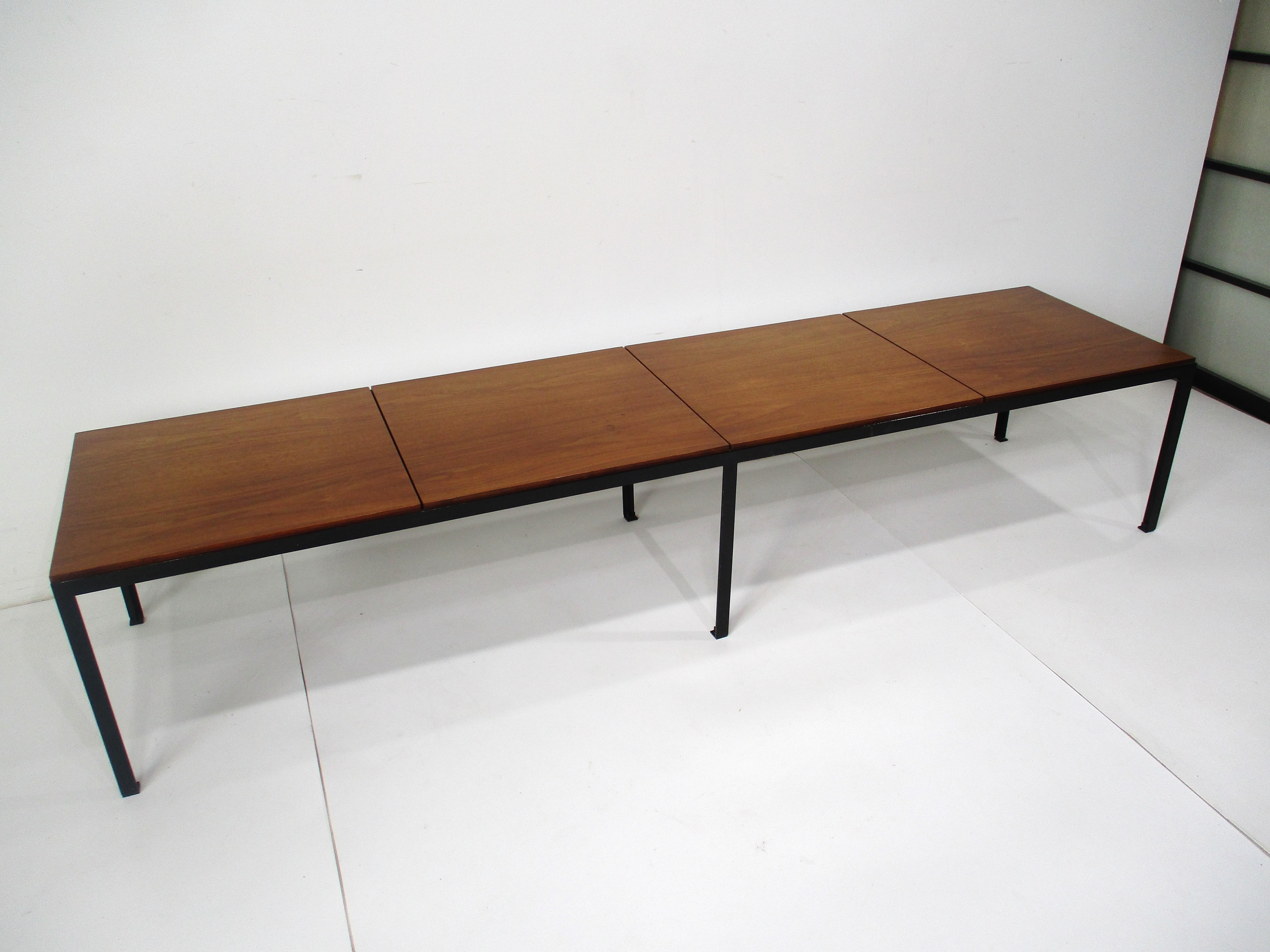 Early T Angle Walnut Coffee Table / Bench by Florence Knoll # 332 for Knoll (A)  In Good Condition For Sale In Cincinnati, OH