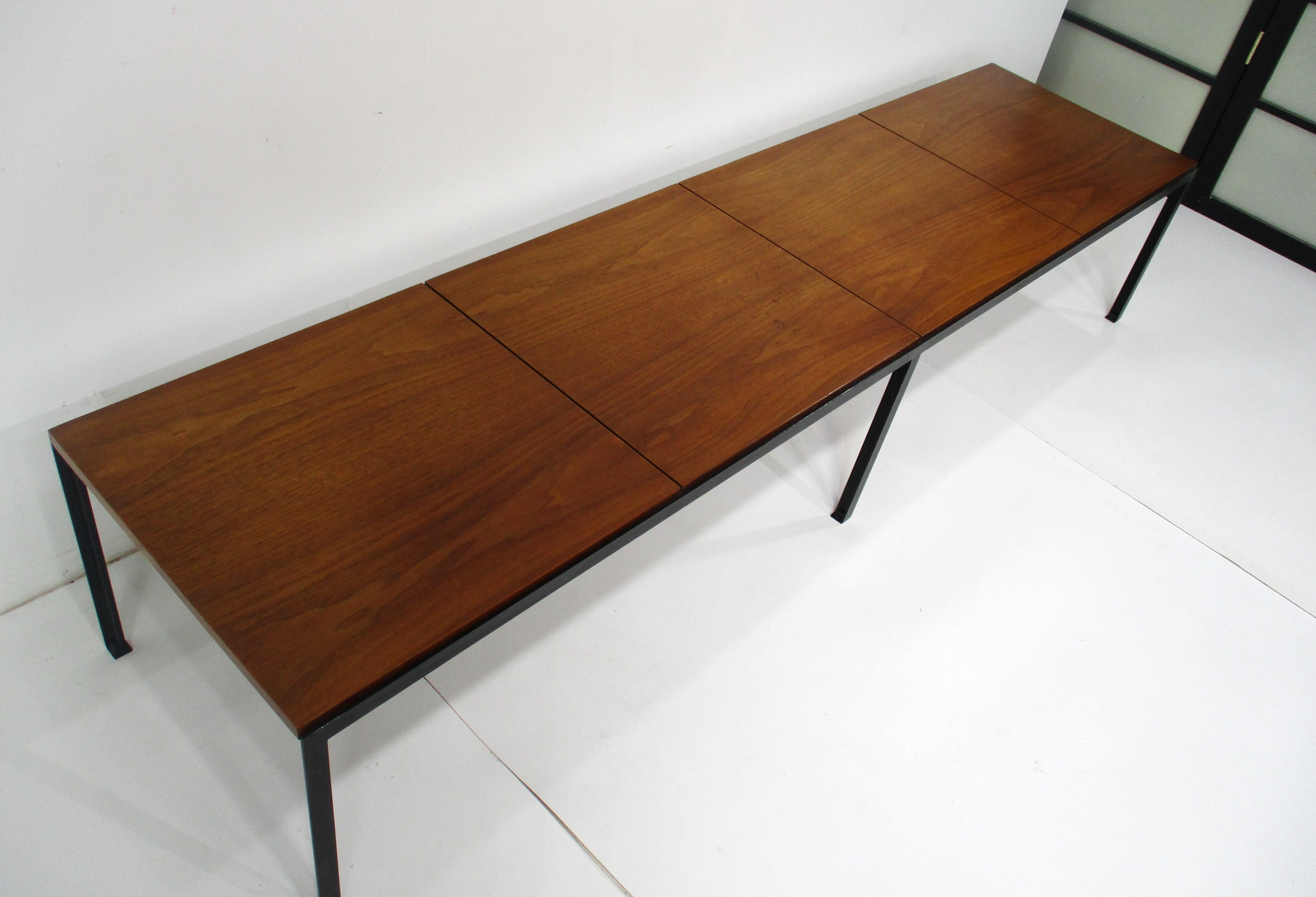 20th Century Early T Angle Walnut Coffee Table / Bench by Florence Knoll # 332 for Knoll (A)  For Sale