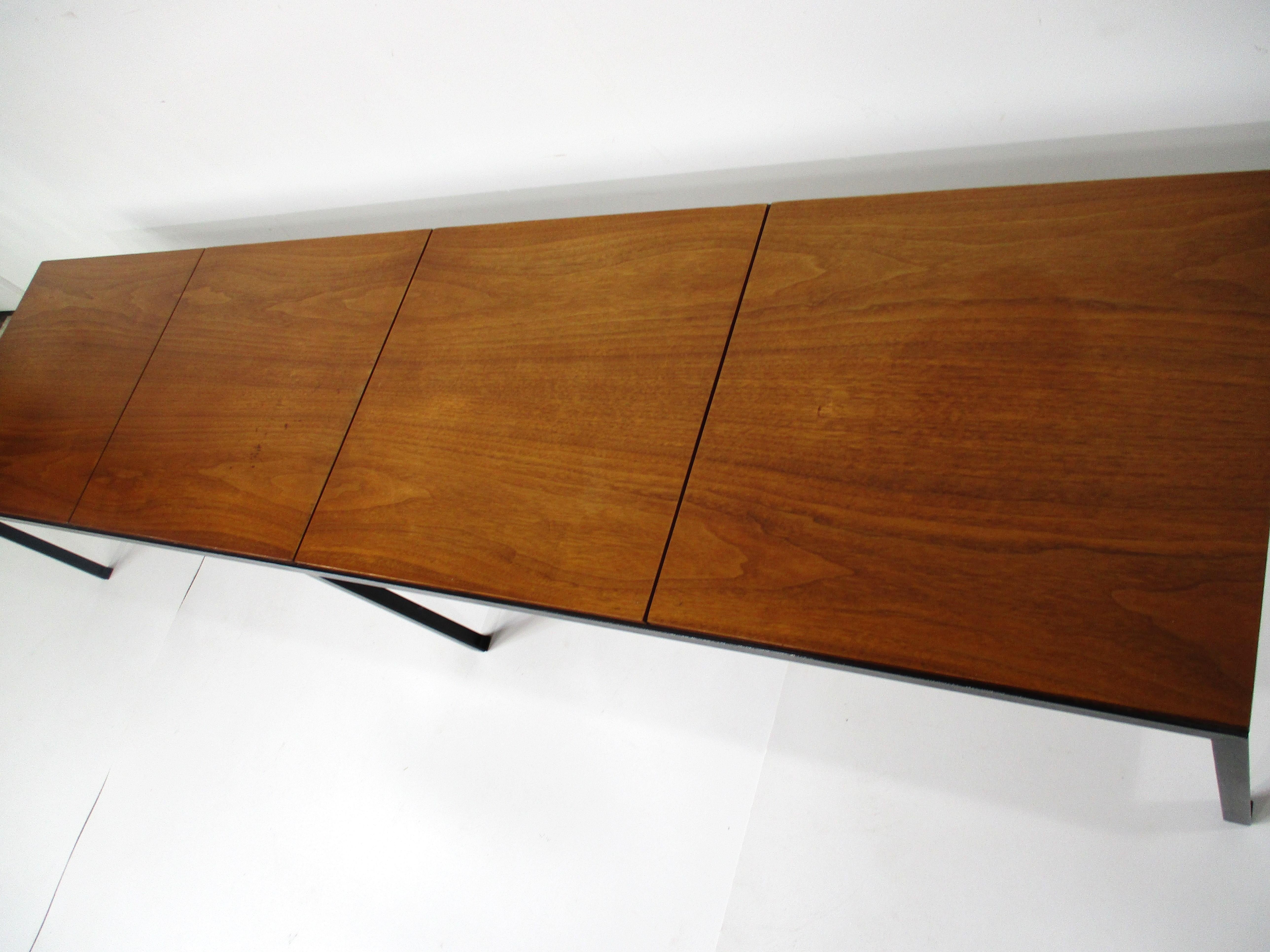 Steel Early T Angle Walnut Coffee Table / Bench by Florence Knoll # 332 for Knoll (A)  For Sale