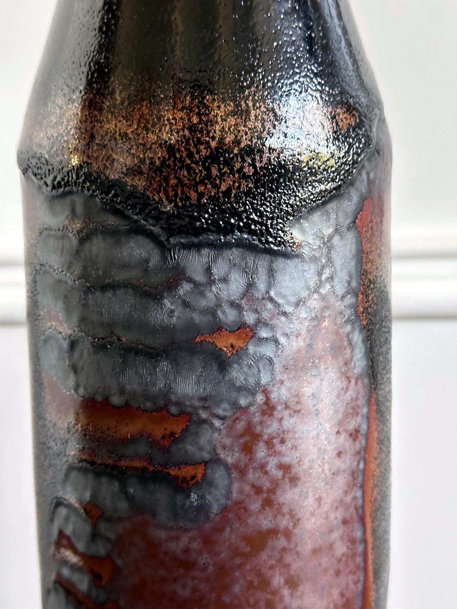 Early Tall Ceramic Vase with Unique Glaze by Brother Thomas Bezanson For Sale 4