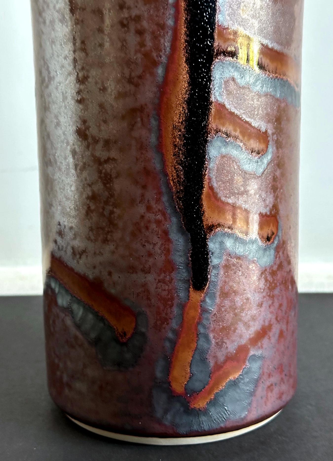 Early Tall Ceramic Vase with Unique Glaze by Brother Thomas Bezanson For Sale 6