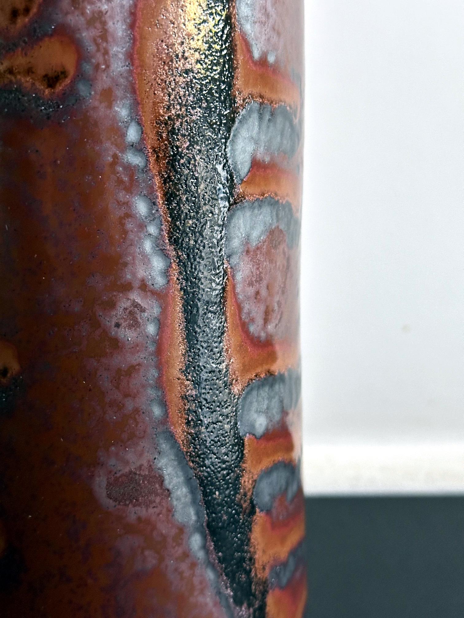 Early Tall Ceramic Vase with Unique Glaze by Brother Thomas Bezanson For Sale 9