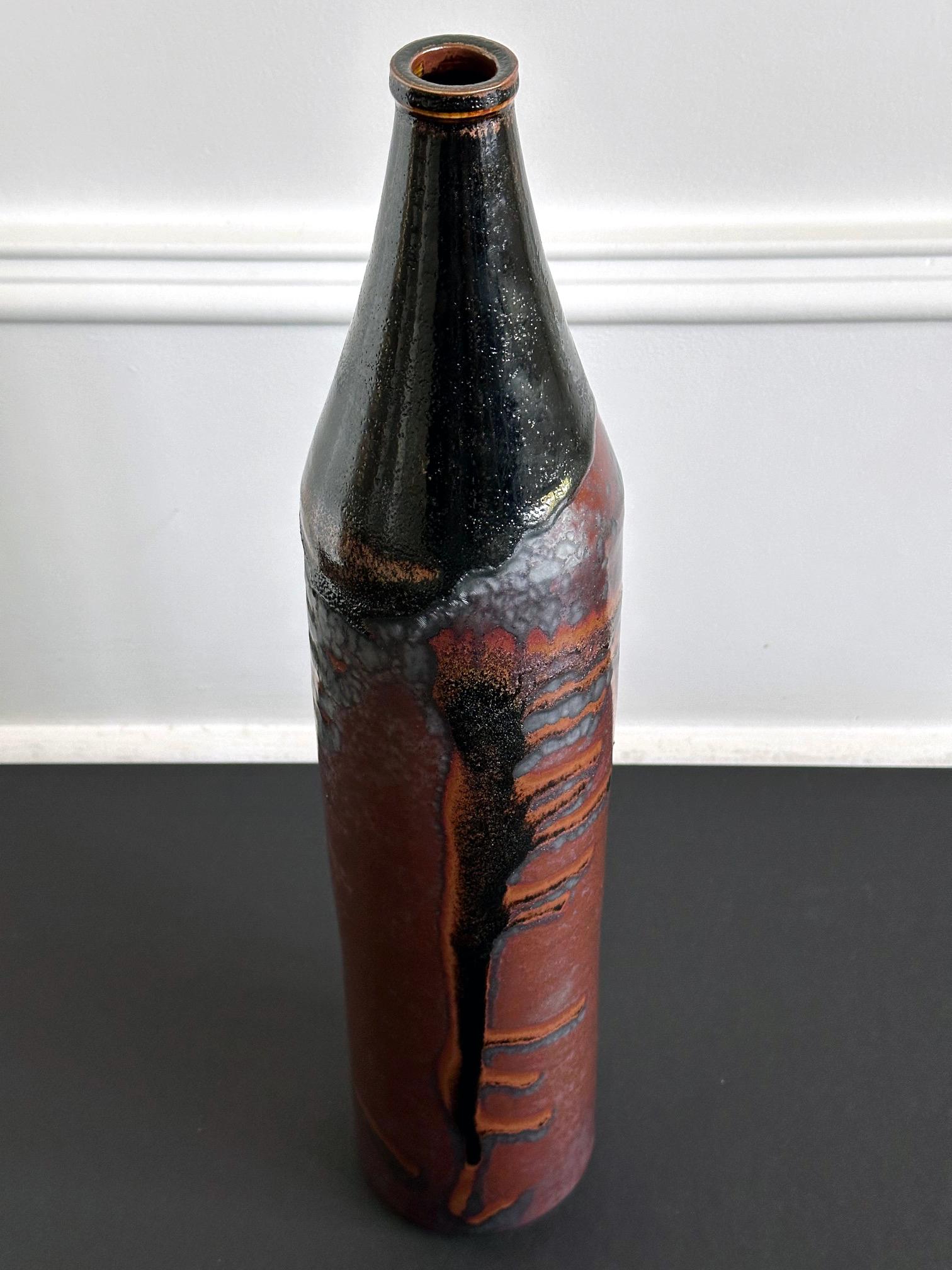 Early Tall Ceramic Vase with Unique Glaze by Brother Thomas Bezanson For Sale 12