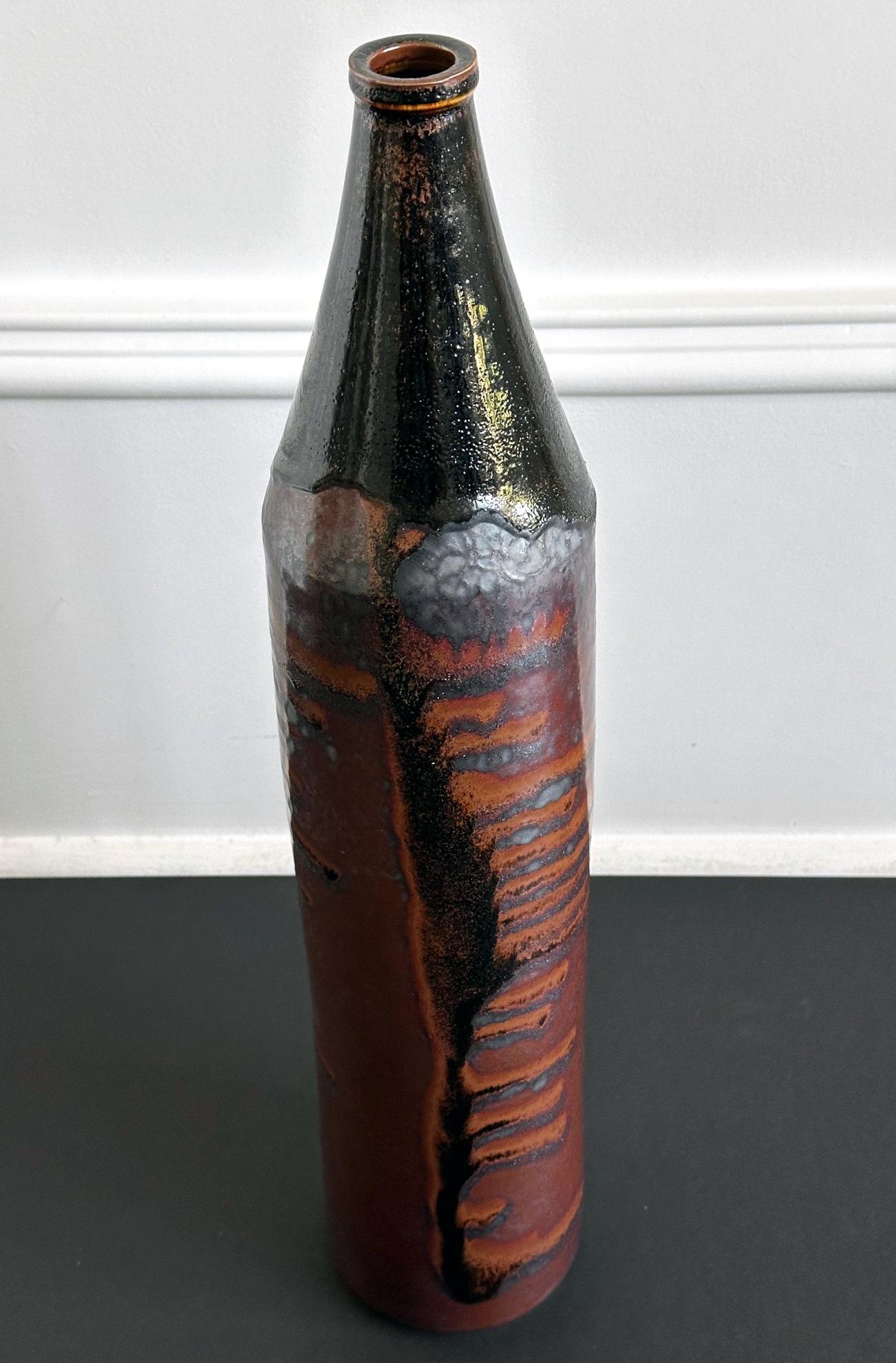 Early Tall Ceramic Vase with Unique Glaze by Brother Thomas Bezanson For Sale 13