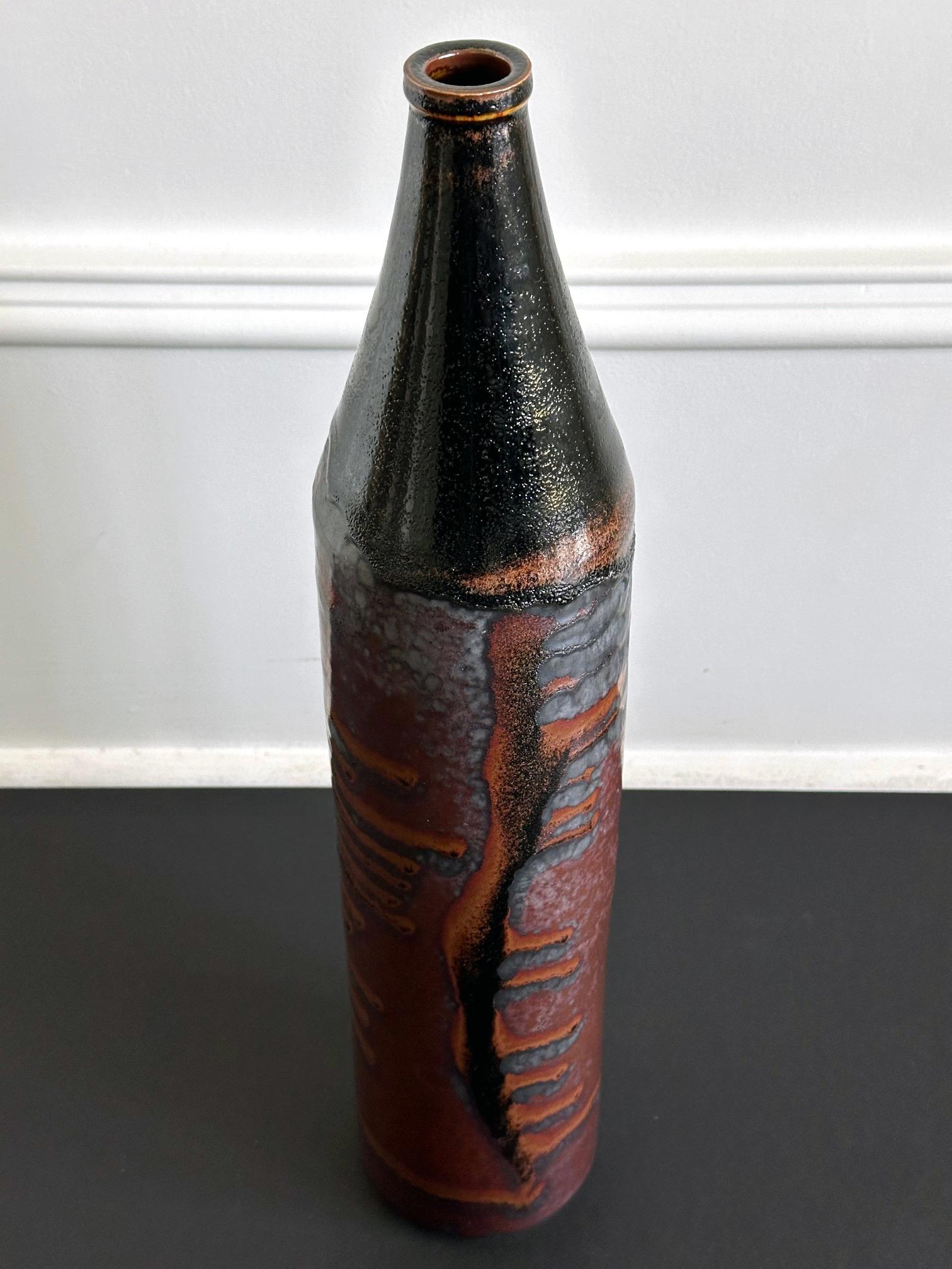 Early Tall Ceramic Vase with Unique Glaze by Brother Thomas Bezanson For Sale 14