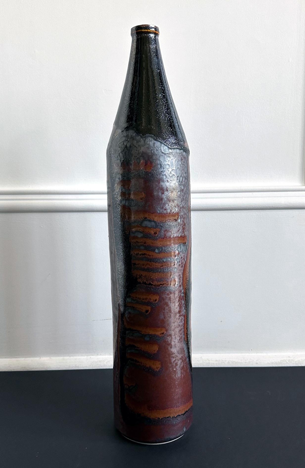 Early Tall Ceramic Vase with Unique Glaze by Brother Thomas Bezanson In Good Condition For Sale In Atlanta, GA