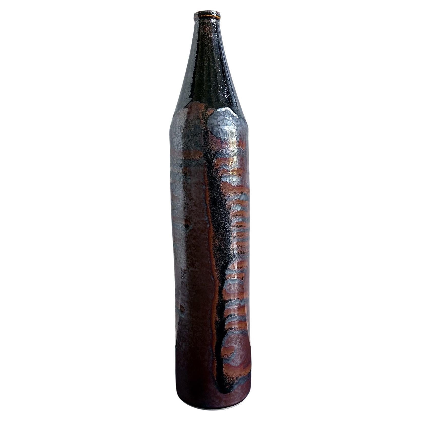 Early Tall Ceramic Vase with Unique Glaze by Brother Thomas Bezanson For Sale