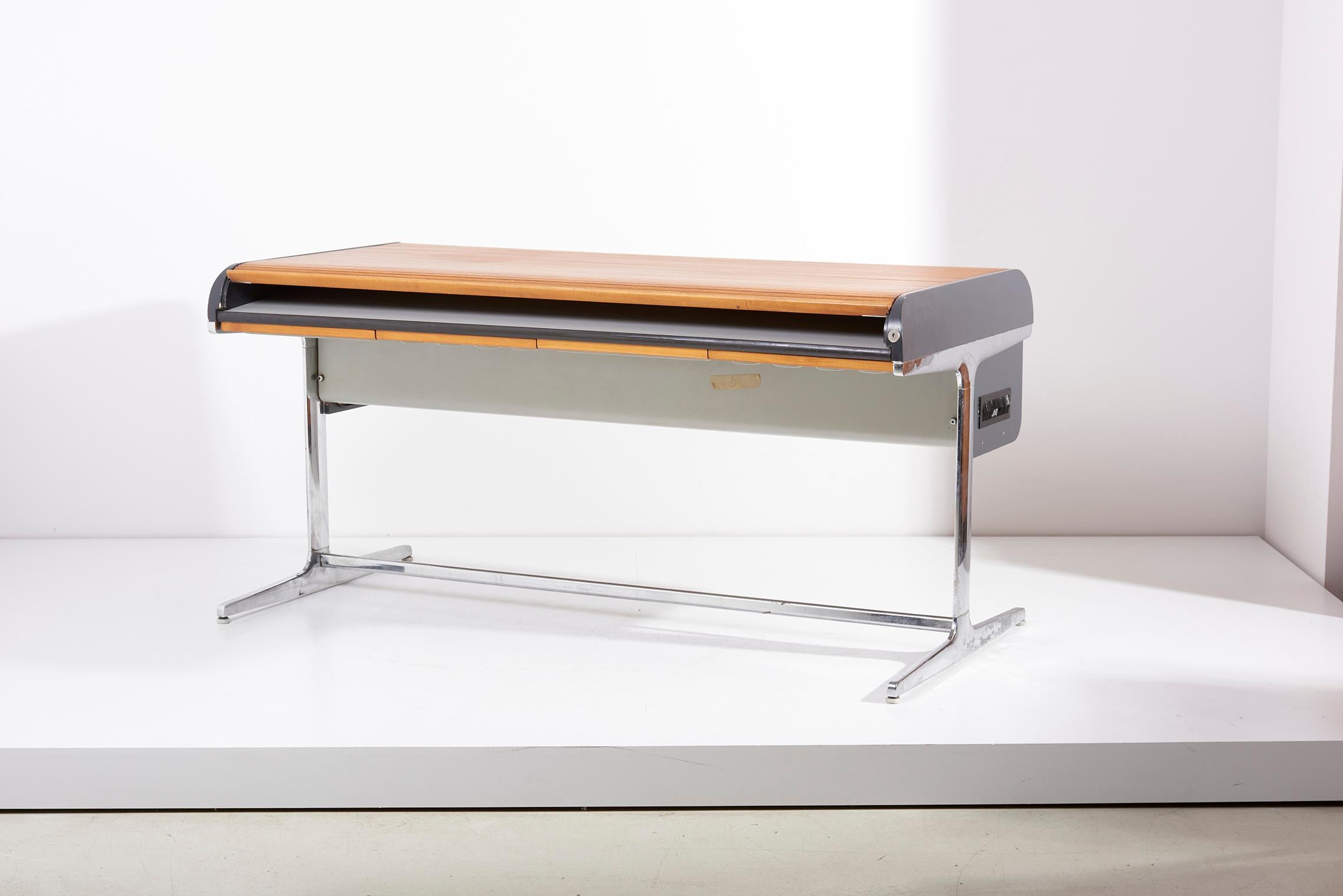 American Early Tambour Roll-Top Desk by George Nelson for Herman Miller, 1960s 
