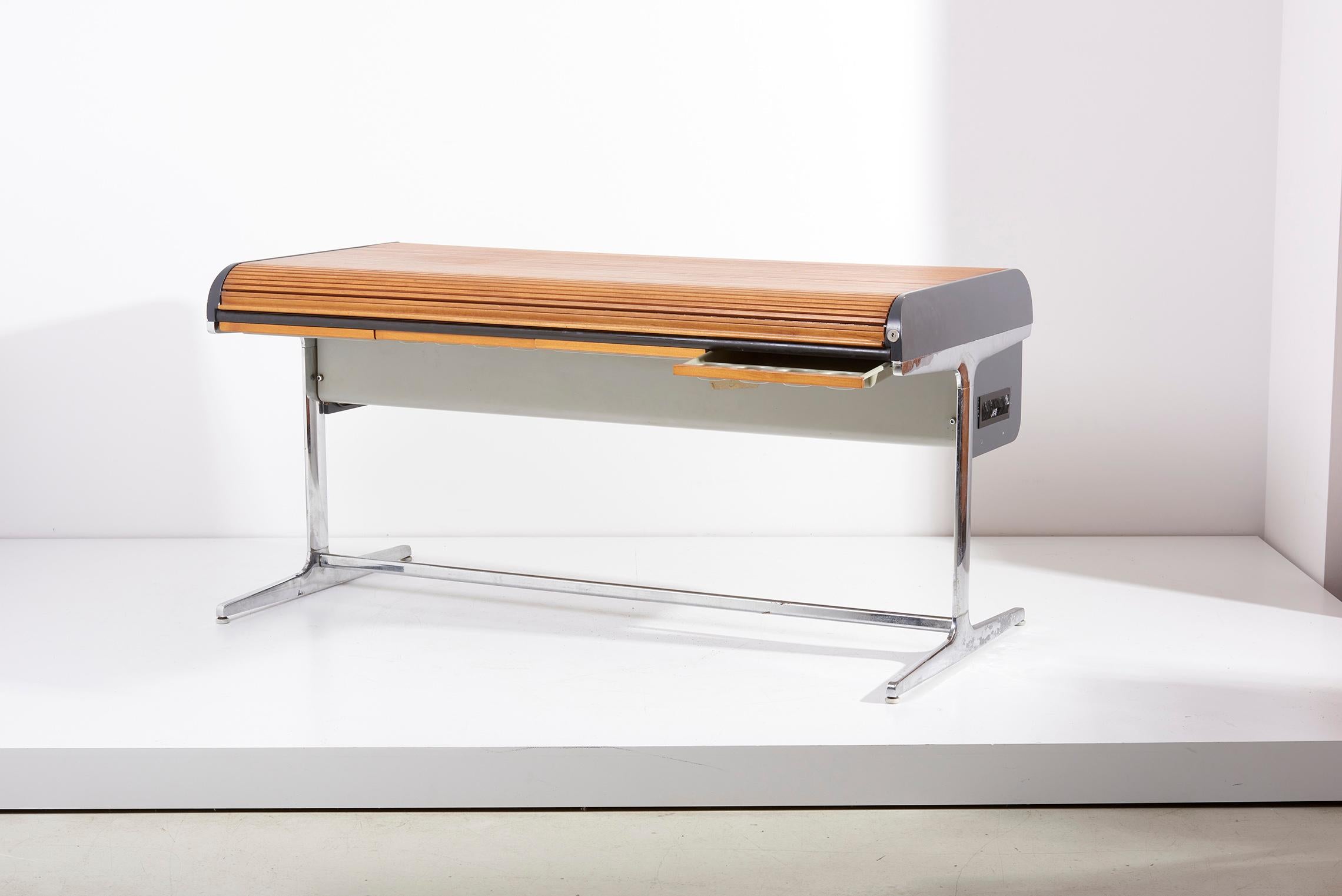 Mid-20th Century Early Tambour Roll-Top Desk by George Nelson for Herman Miller, 1960s 