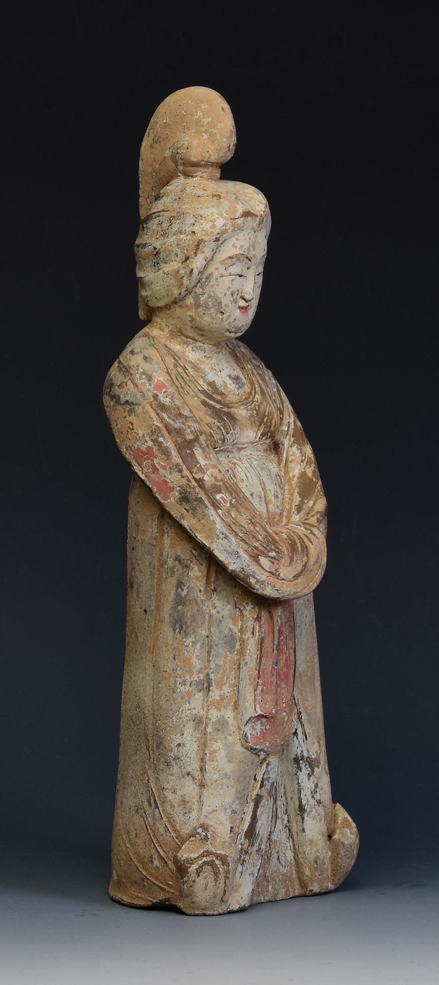 Early Tang Dynasty, Antique Chinese Pottery Noble Fat Lady with Oxford TL Test For Sale 8