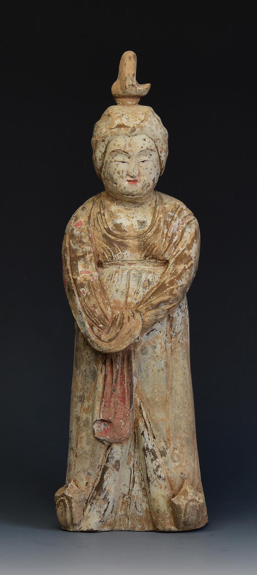Early Tang Dynasty, Antique Chinese Pottery Noble Fat Lady with Oxford TL Test For Sale 9