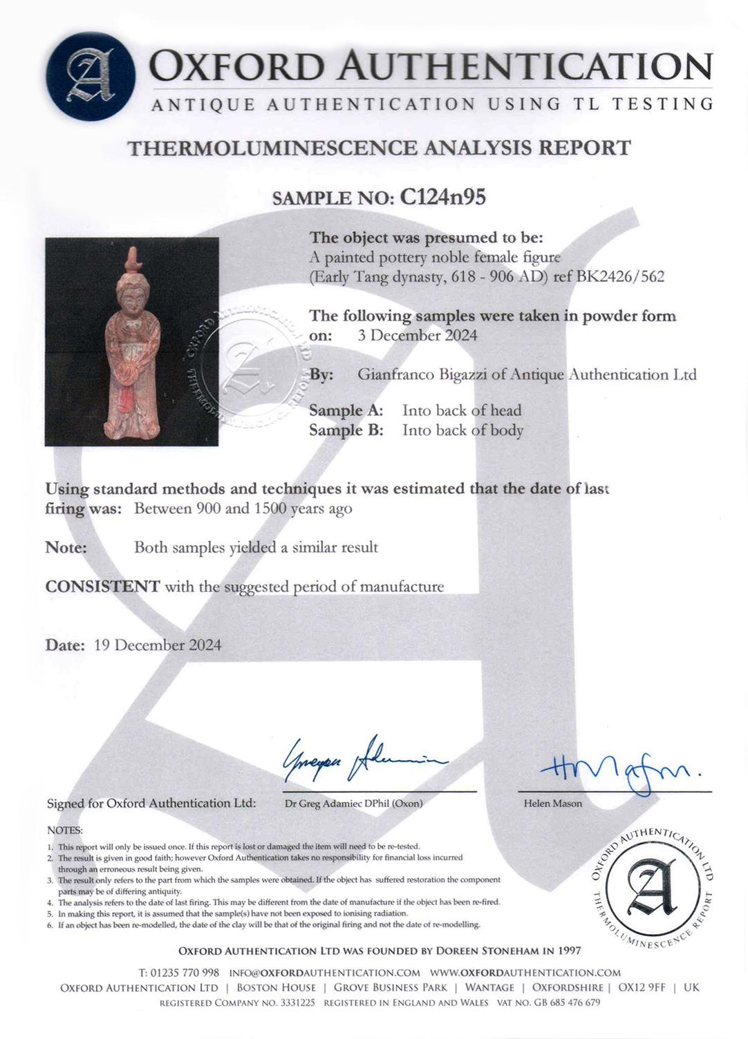 Early Tang Dynasty, Antique Chinese Pottery Noble Fat Lady with Oxford TL Test For Sale 10