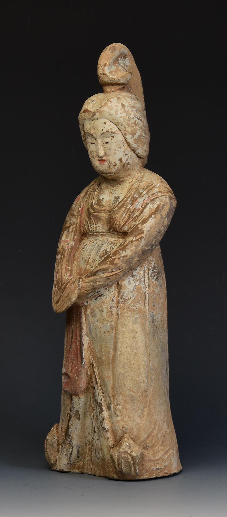 Early Tang Dynasty, Antique Chinese Pottery Noble Fat Lady with Oxford TL Test For Sale 2