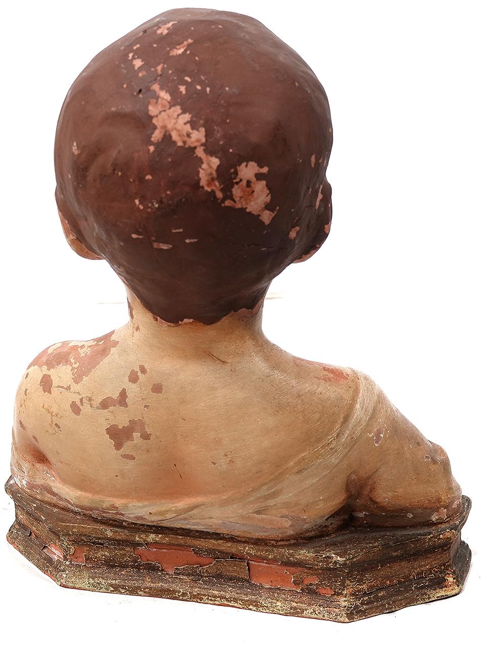 20th Century Early Terracotta Bust of Young Boy For Sale