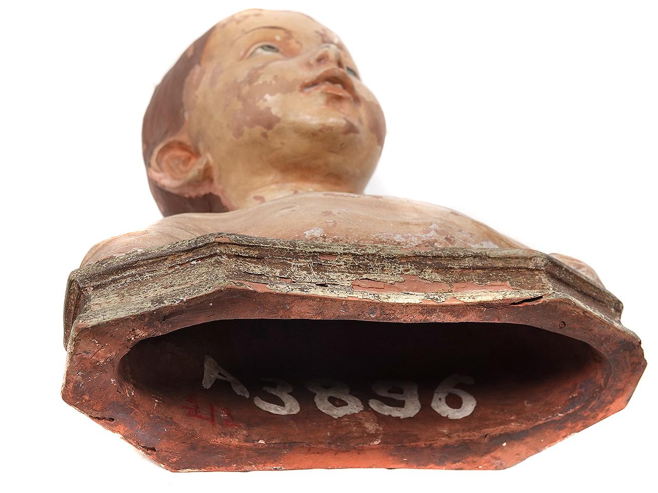 Early Terracotta Bust of Young Boy For Sale 1