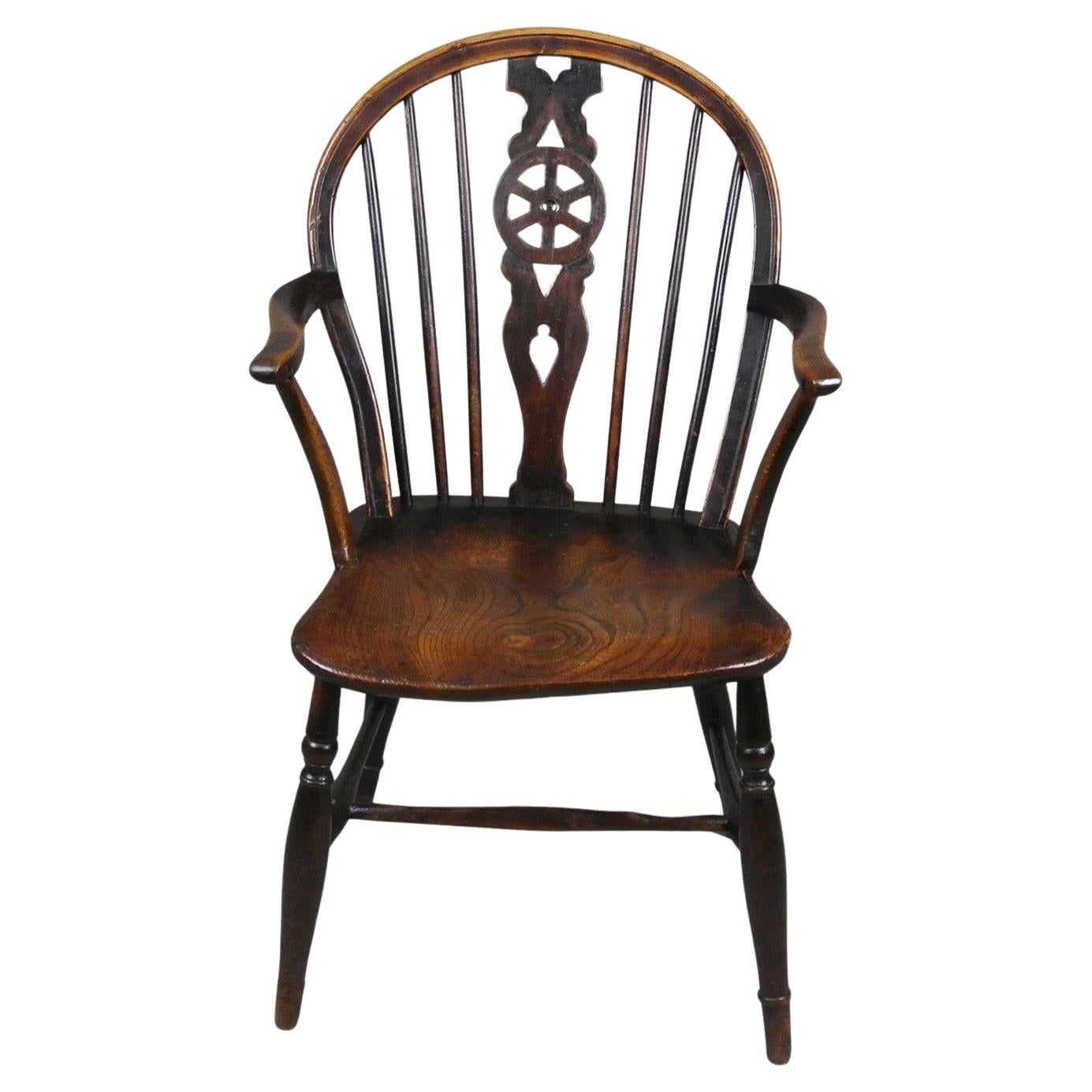 Early Thames Valley Windsor Wheel Back Chair c. 1800 For Sale