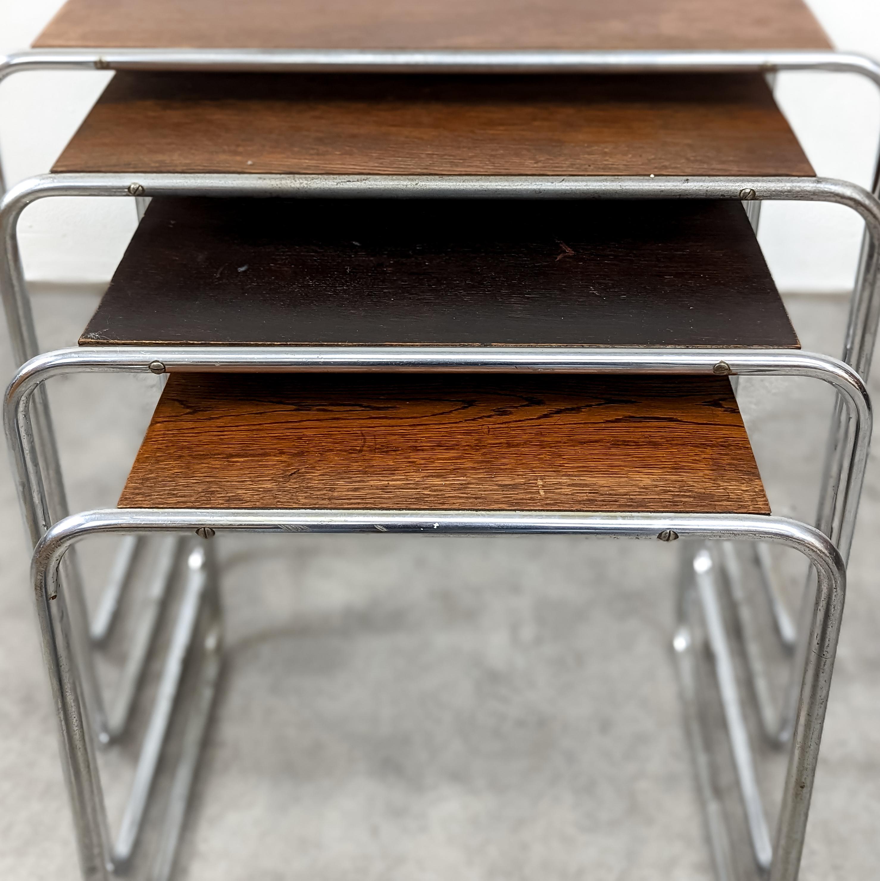 Early Thonet B 9 Nesting Tables by Marcel Breuer For Sale 5