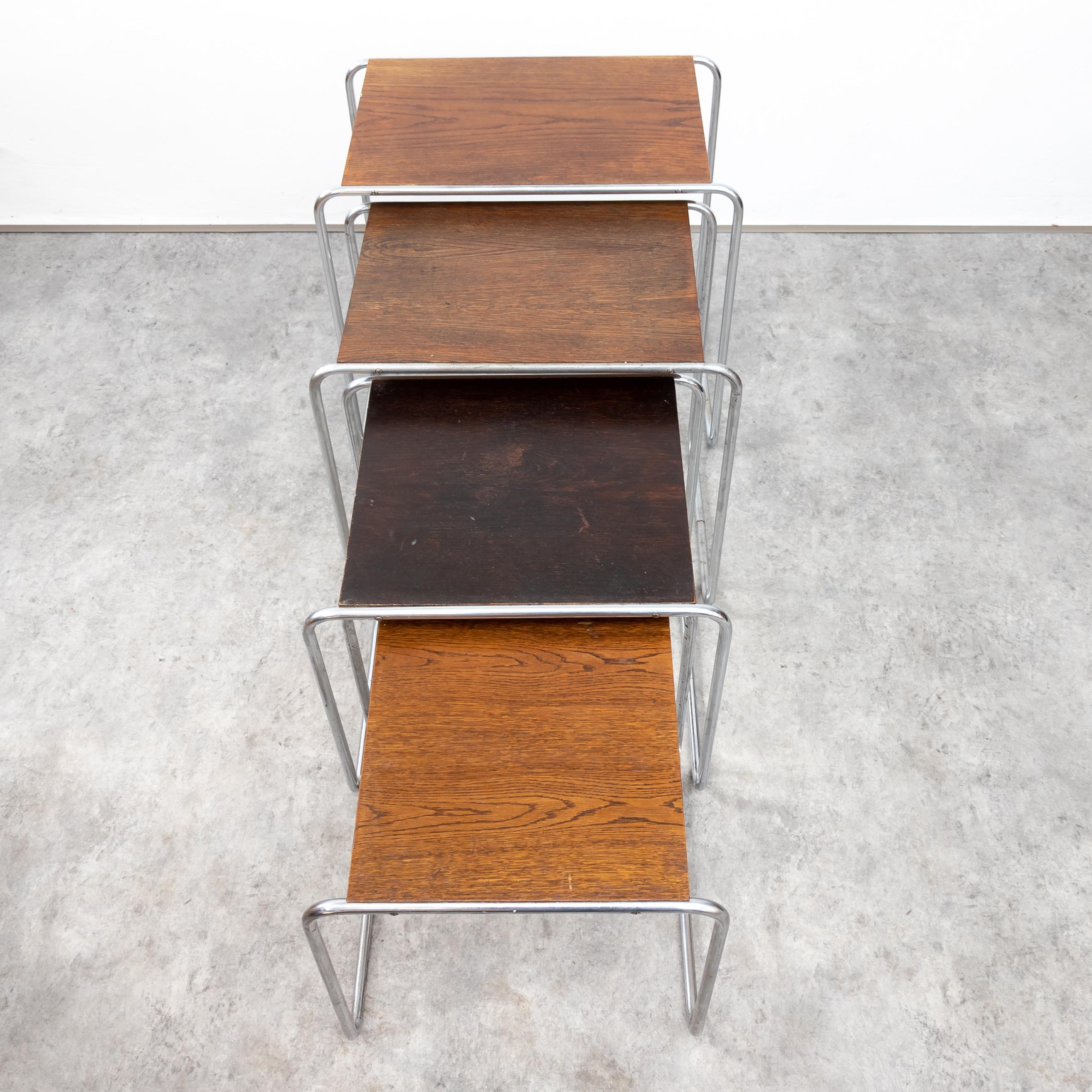 Early Thonet B 9 Nesting Tables by Marcel Breuer For Sale 2