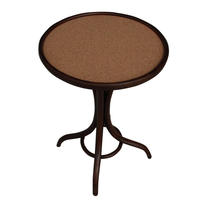 Woodwork Early Thonet Pedestal Table with Cork Top For Sale