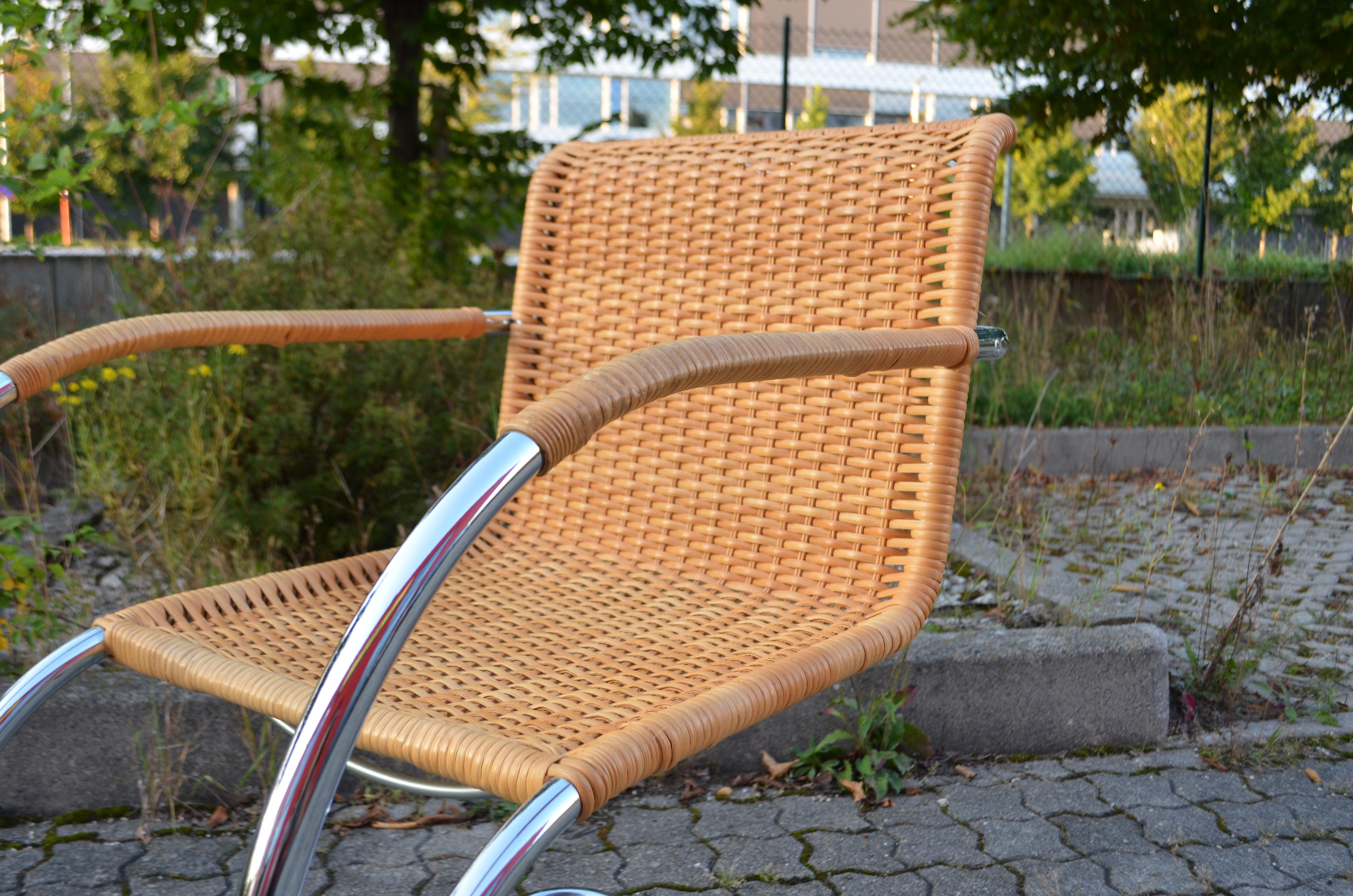 Leather Early Thonet  S533 RF  Cane Weißenhof Armchair Chair Mies van der Rohe Set of 2 For Sale