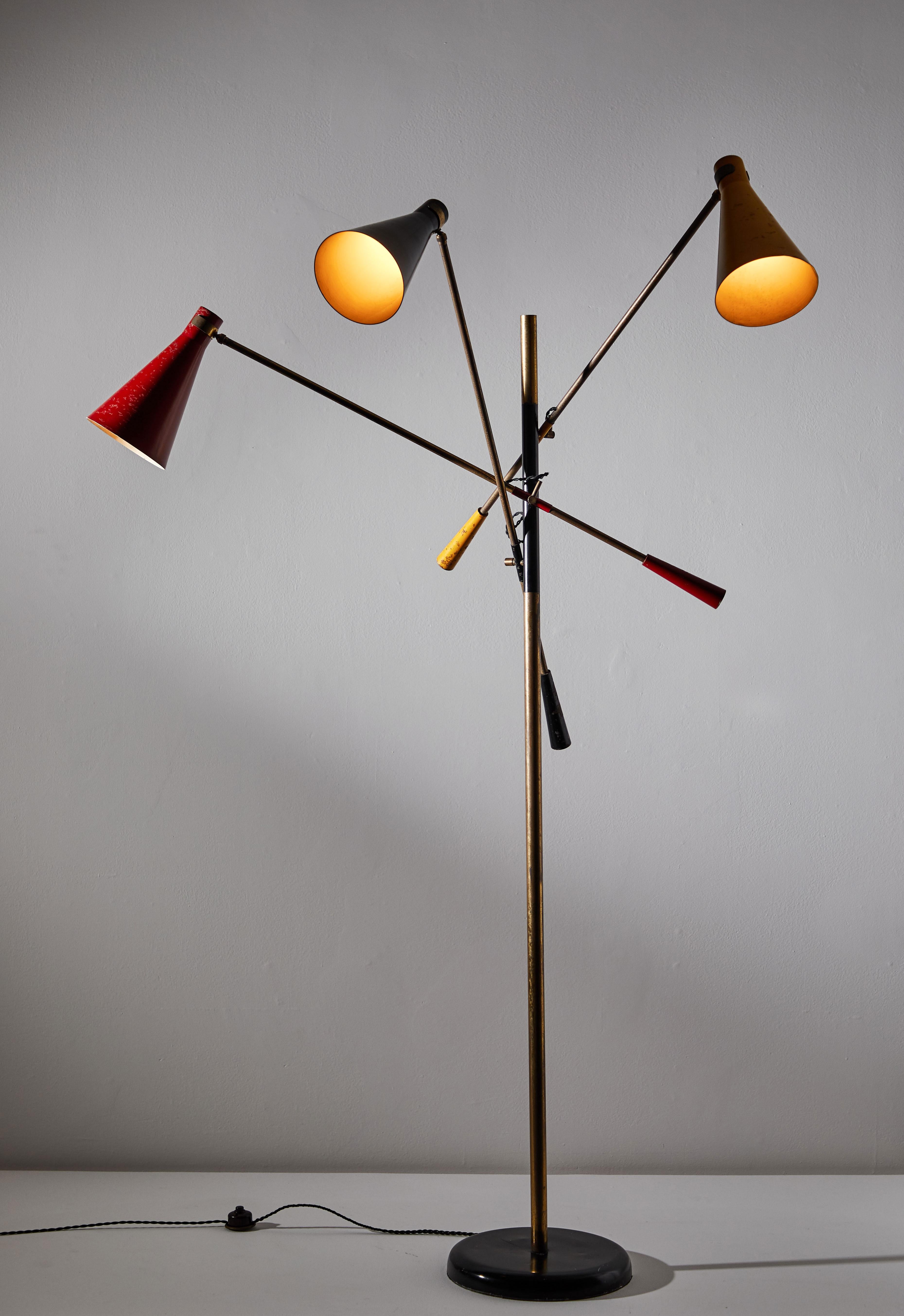 Early Three-Arm Floor Lamp by Stilnovo In Good Condition In Los Angeles, CA