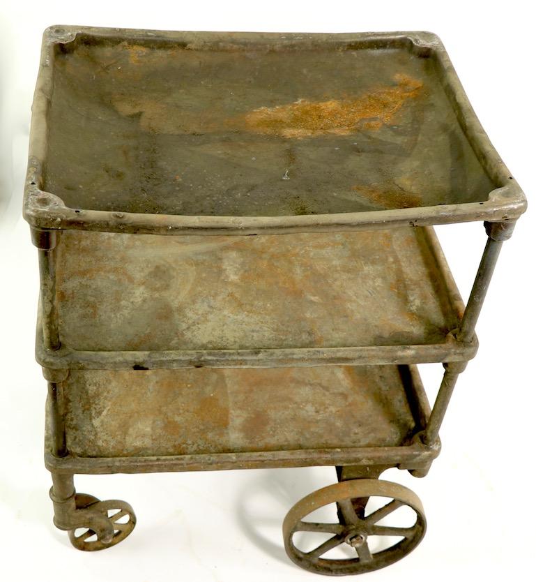 Early Three-Tier Industrial Cart In Fair Condition For Sale In New York, NY