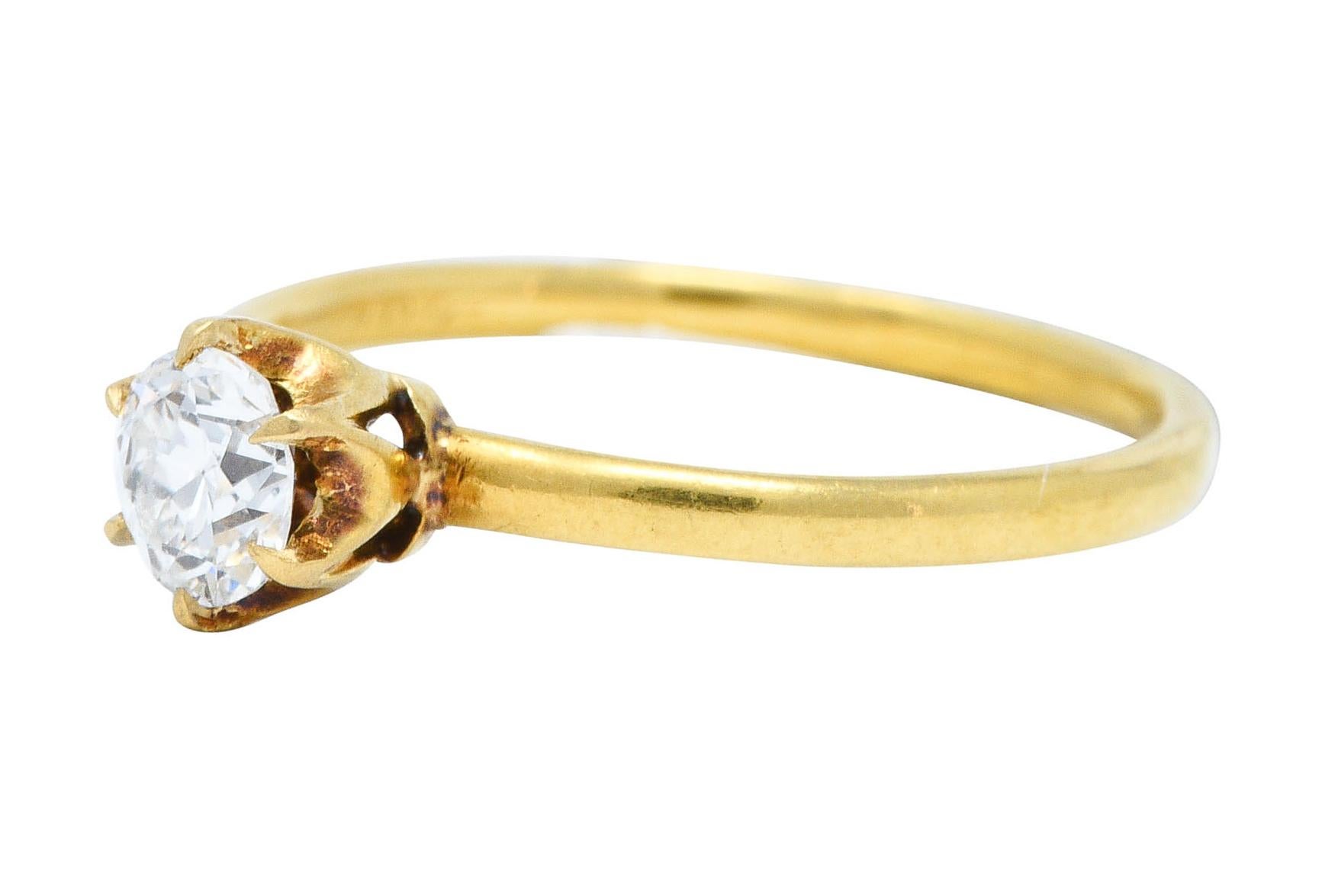 Round Cut Early Tiffany & Co. Diamond 18 Karat Gold Solitaire Engagement Ring