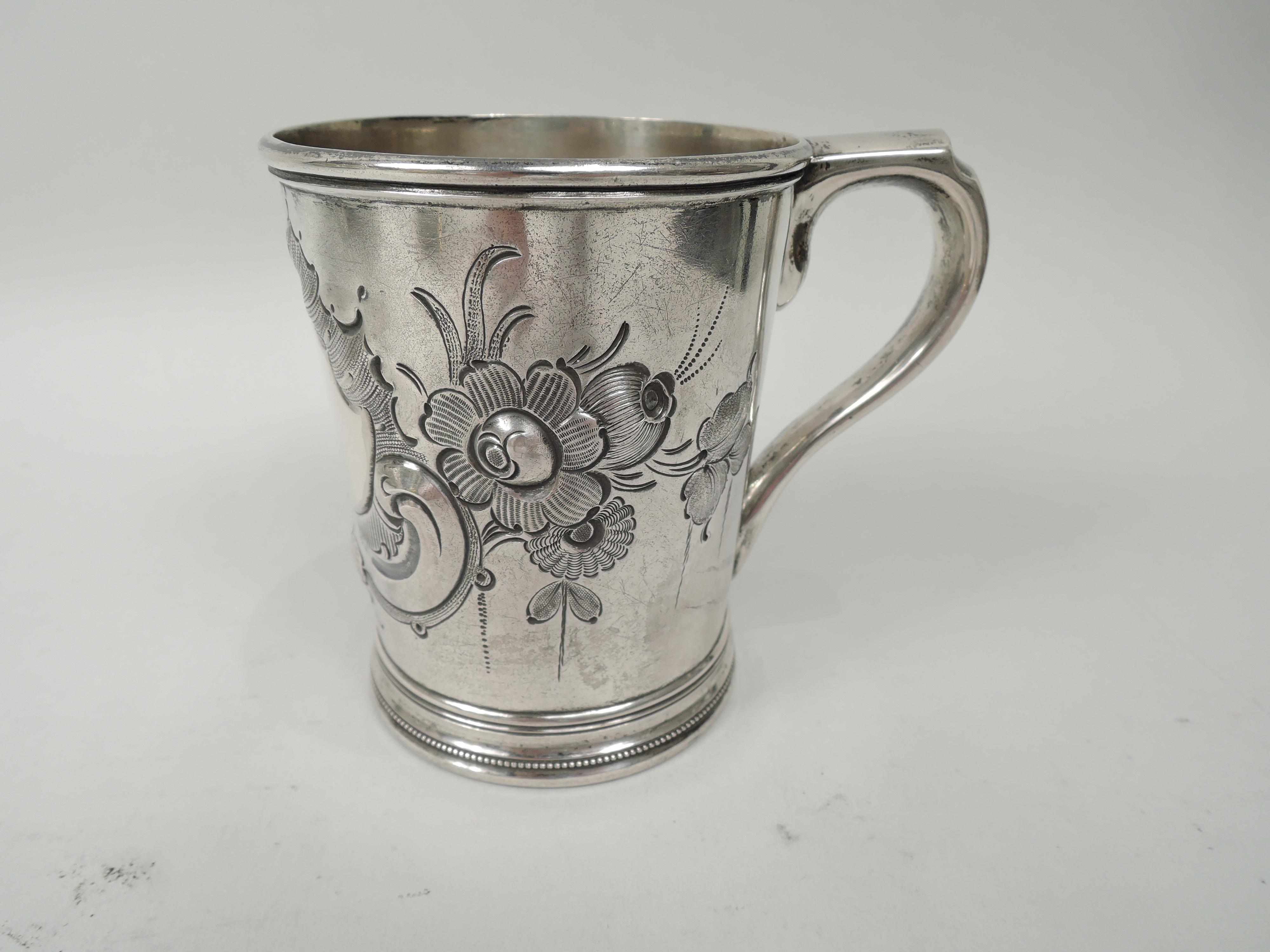 American Classical Early Tiffany New York Classical Coin Silver Baby Cup