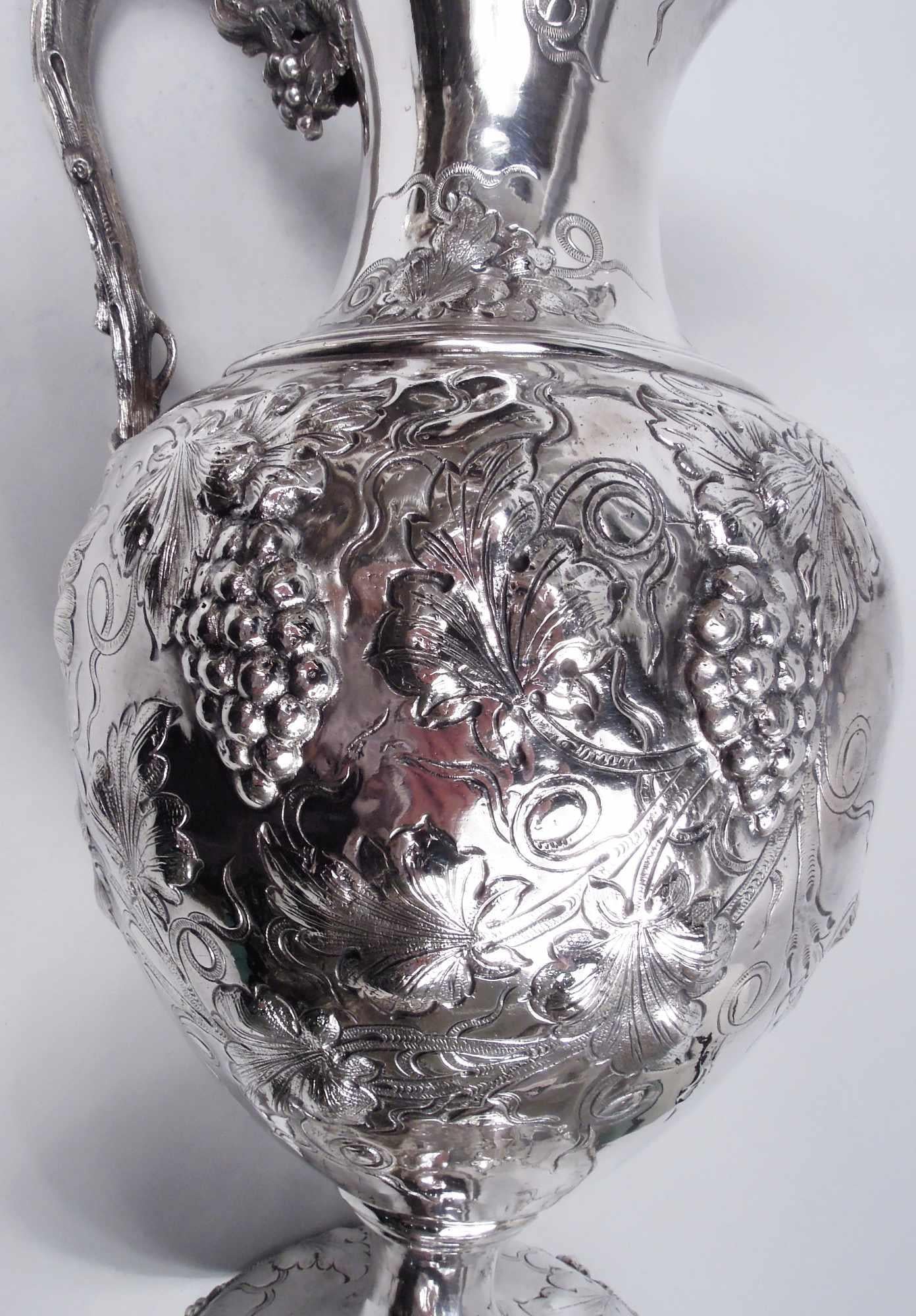 Early Tiffany New York Classical Sterling Silver Wine Ewer For Sale 4