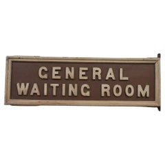 Vintage Early Timber & Iron 'General Waiting Room' Railway Sign