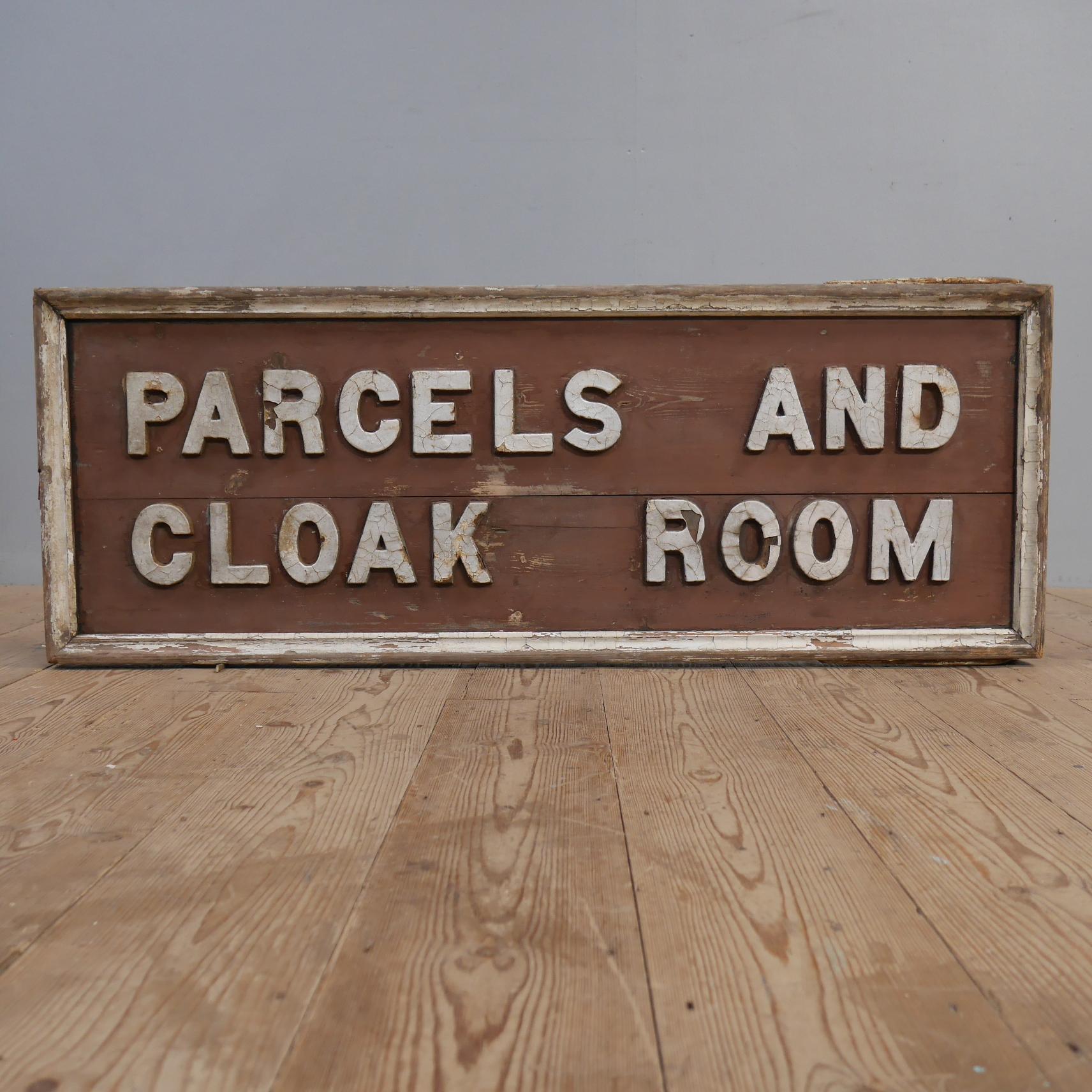 British Early Timber & Iron 'Parcels and Cloak Room' Railway Signs - Two Available