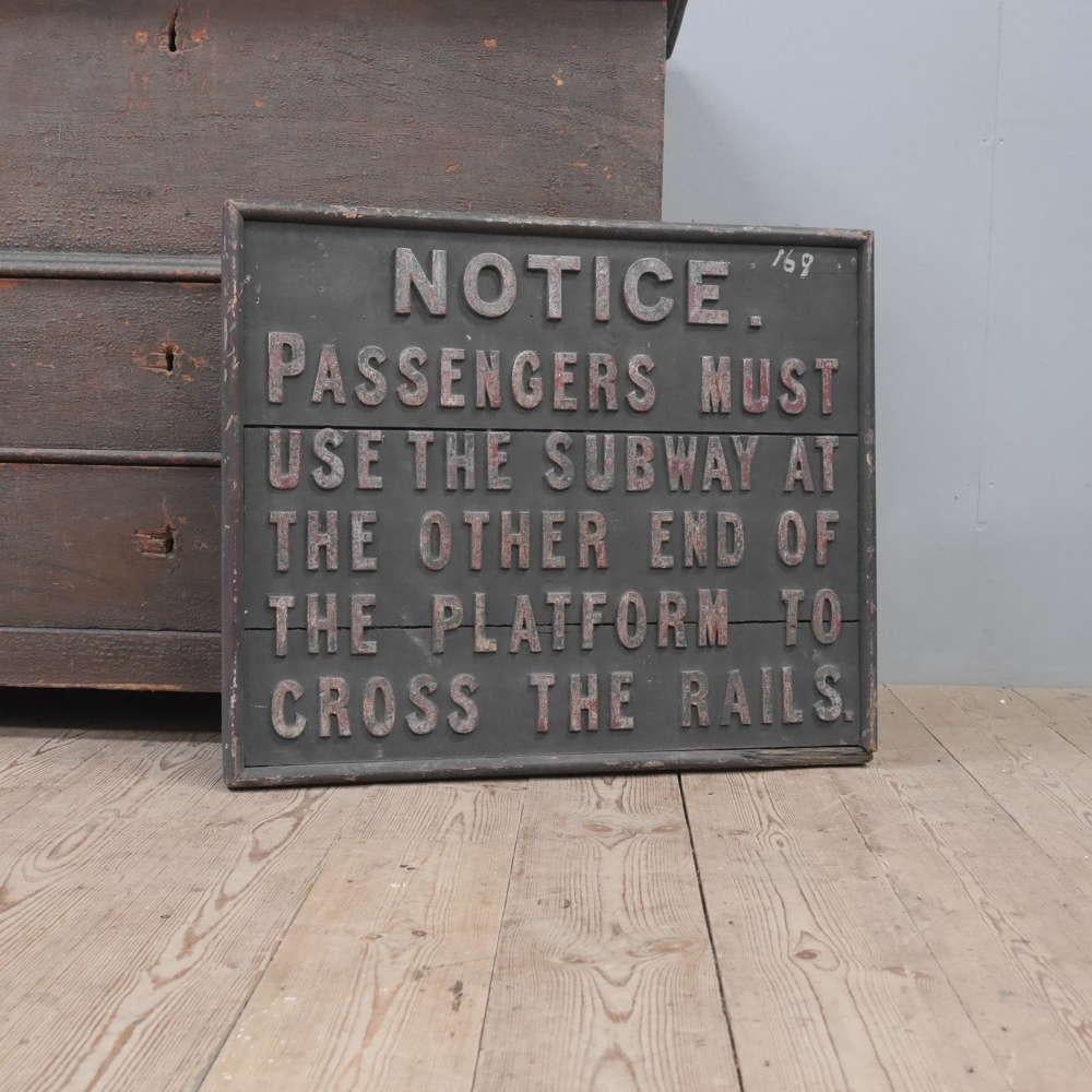 British Early Timber & Iron Railway Sign For Sale