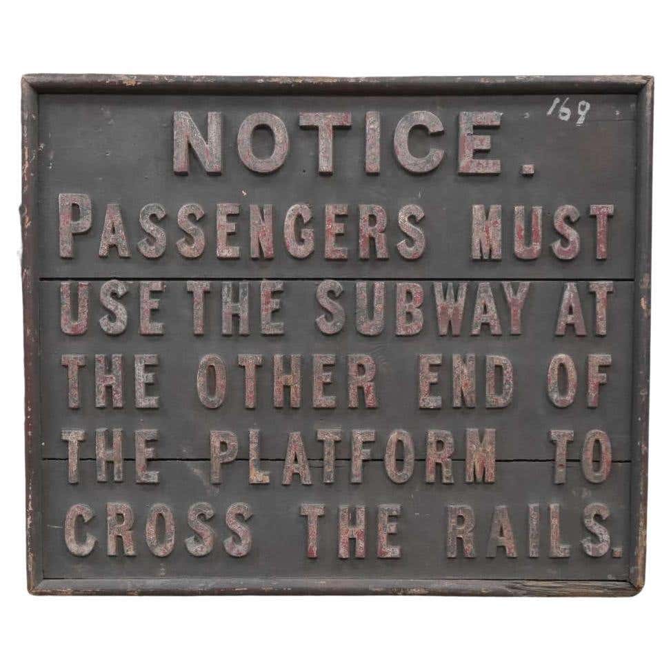 Early Timber and Iron Railway Sign For Sale at 1stDibs