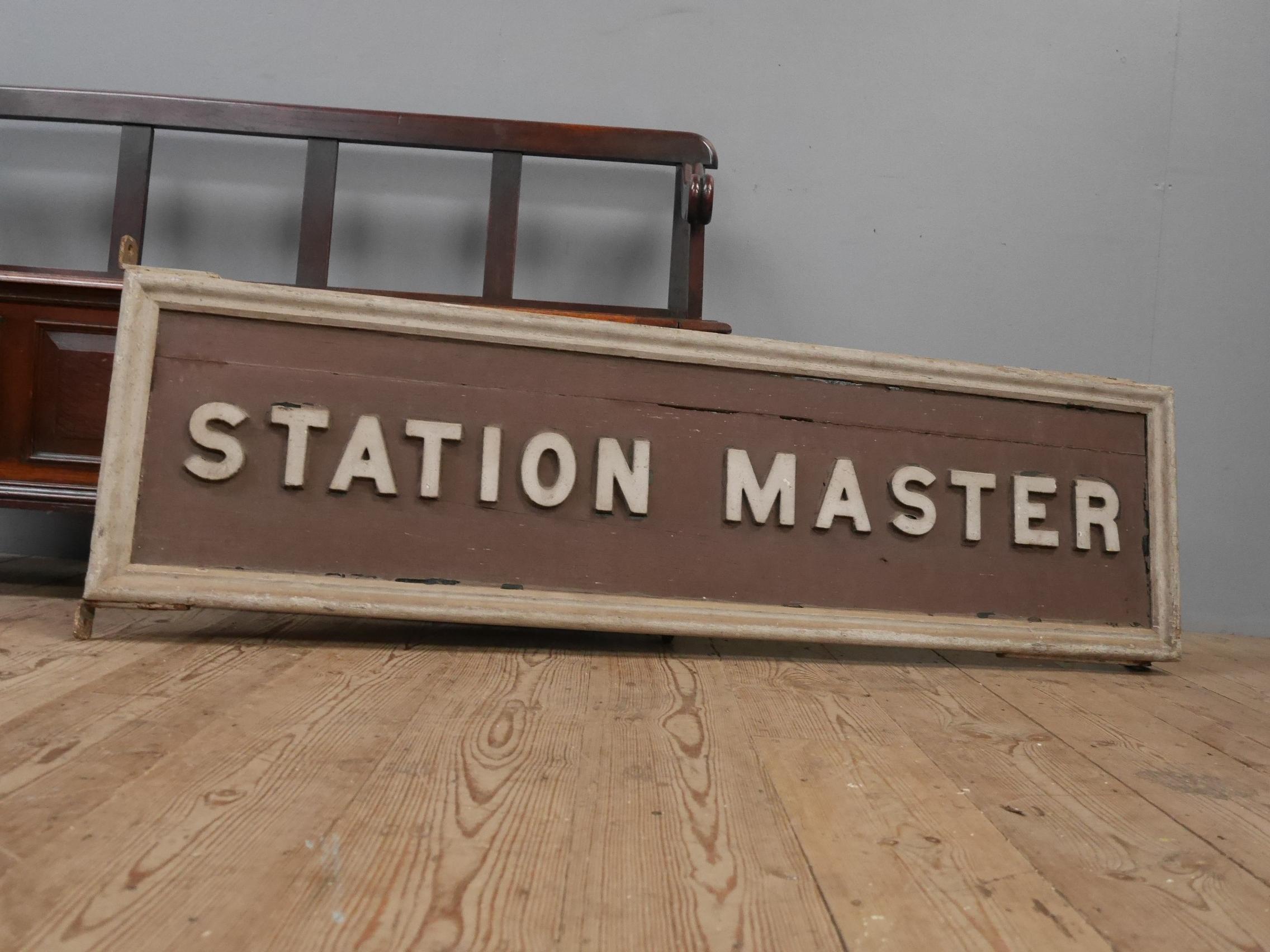 20th Century Early Timber & Iron 'Station Master' Railway Sign For Sale