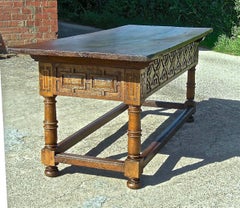 Early to Mid 17th Century Two-Drawer Spanish Library Table, Walnut and Chestnut