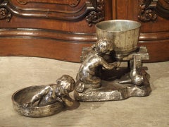 Early to Mid-1900s Plaster Putti Wine Sculpture/Container from France