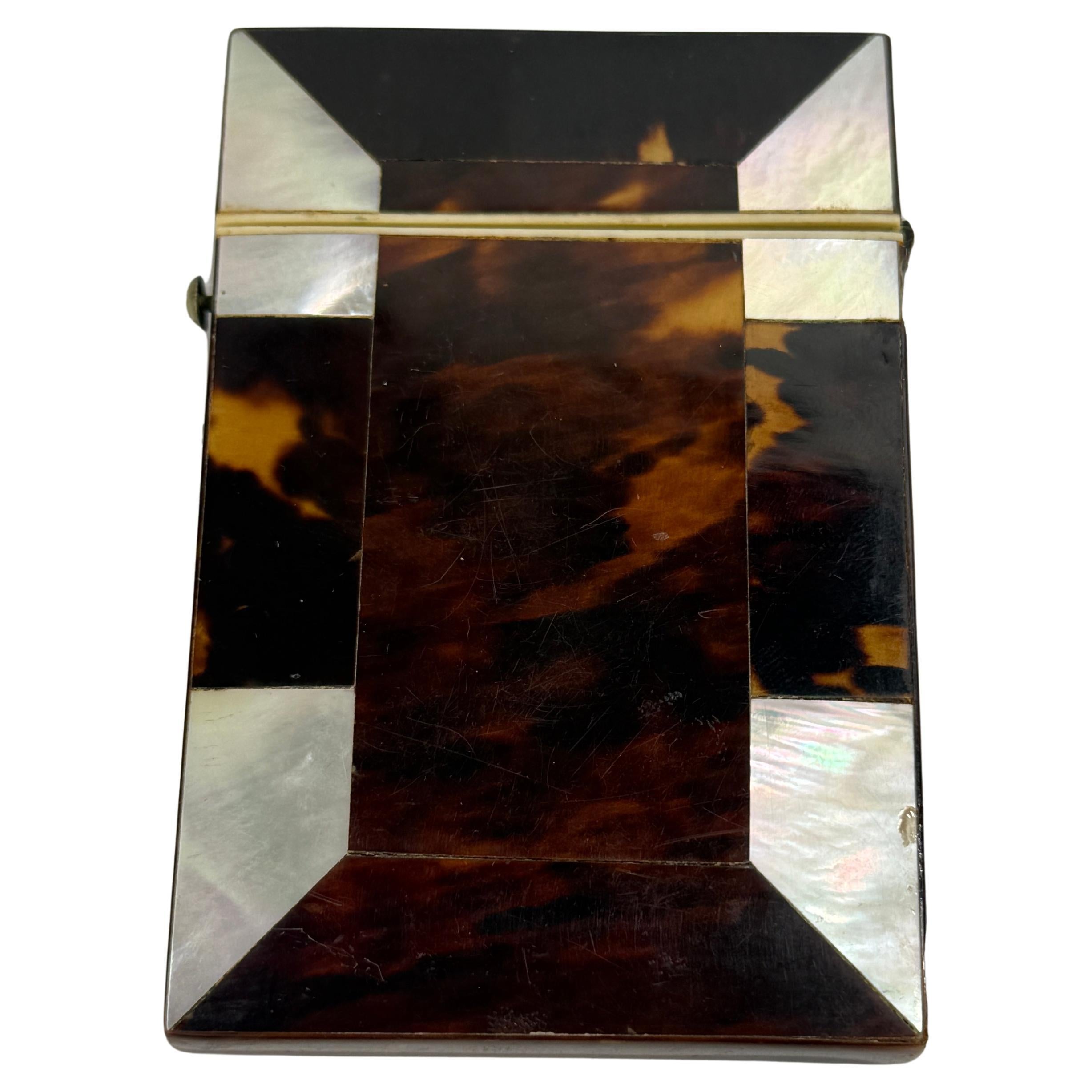 Early to Mid-19th Century Tortoiseshell and Mother-of-Pearl Card Case