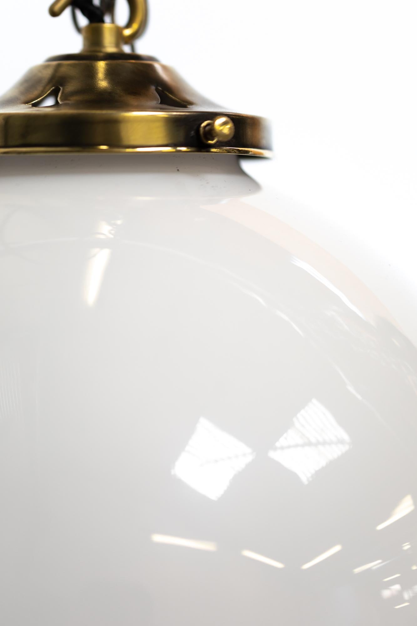 Opaline Glass Early to Mid-20th Century Art Deco Globe Opaline Pendant Light