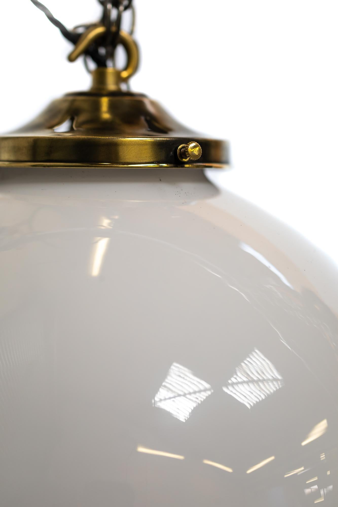 Early to Mid-20th Century Art Deco Globe Opaline Pendant Light 1