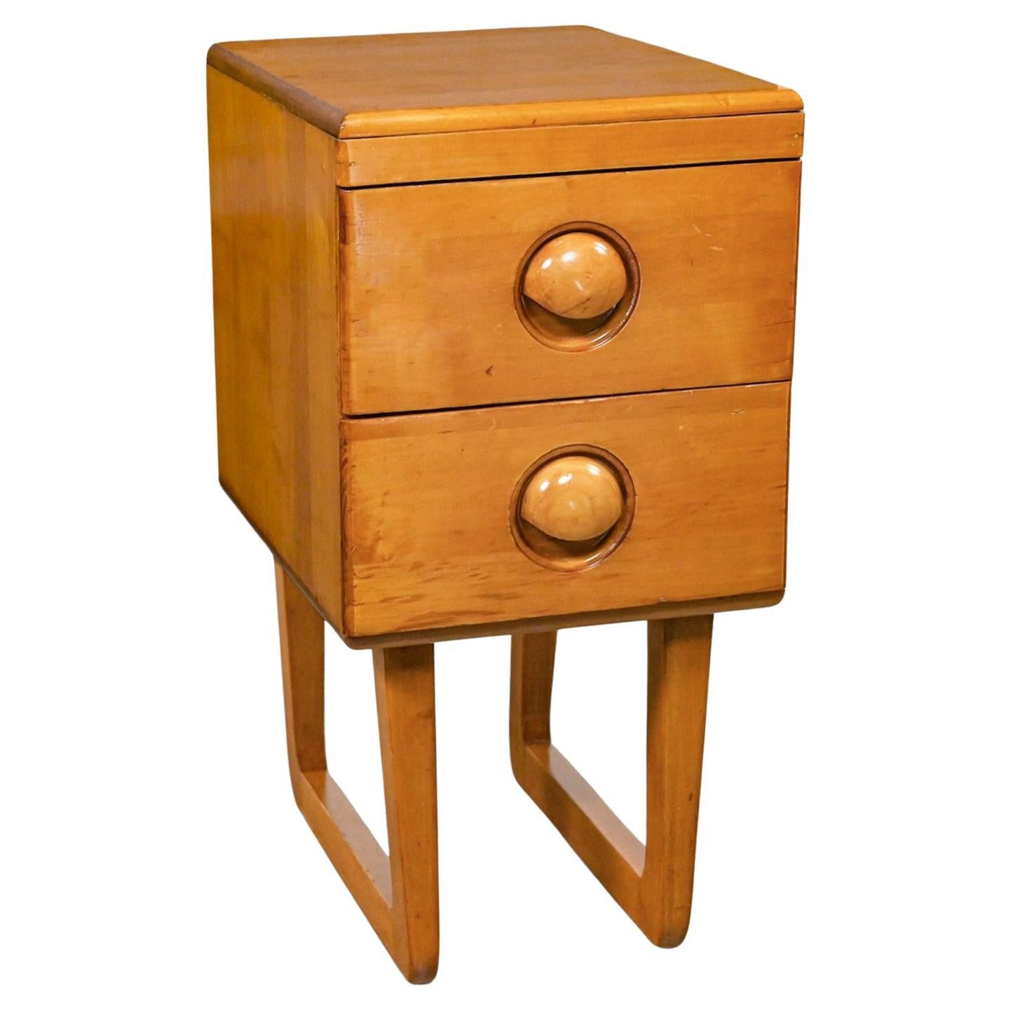 Early to Mid-20th Century Art Moderne Maple 2 Drawer Nightstand Style of Bissman For Sale