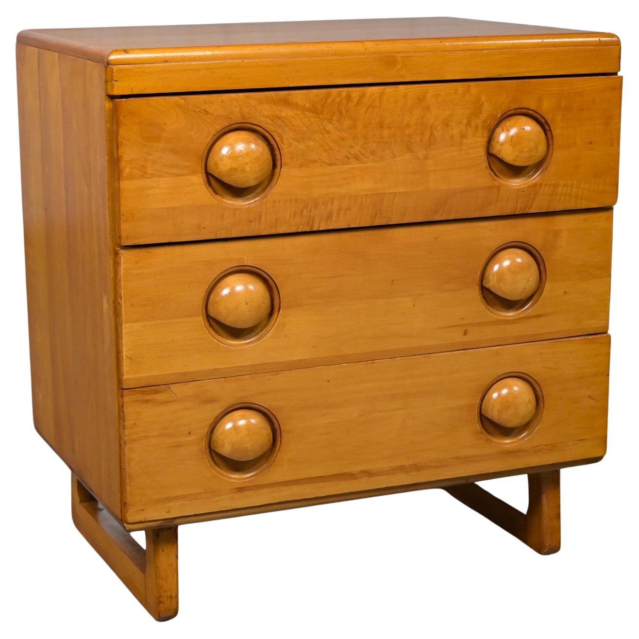 Early to Mid-20th Century Art Moderne Maple Small 3 Drawer Chest or Cabinet For Sale