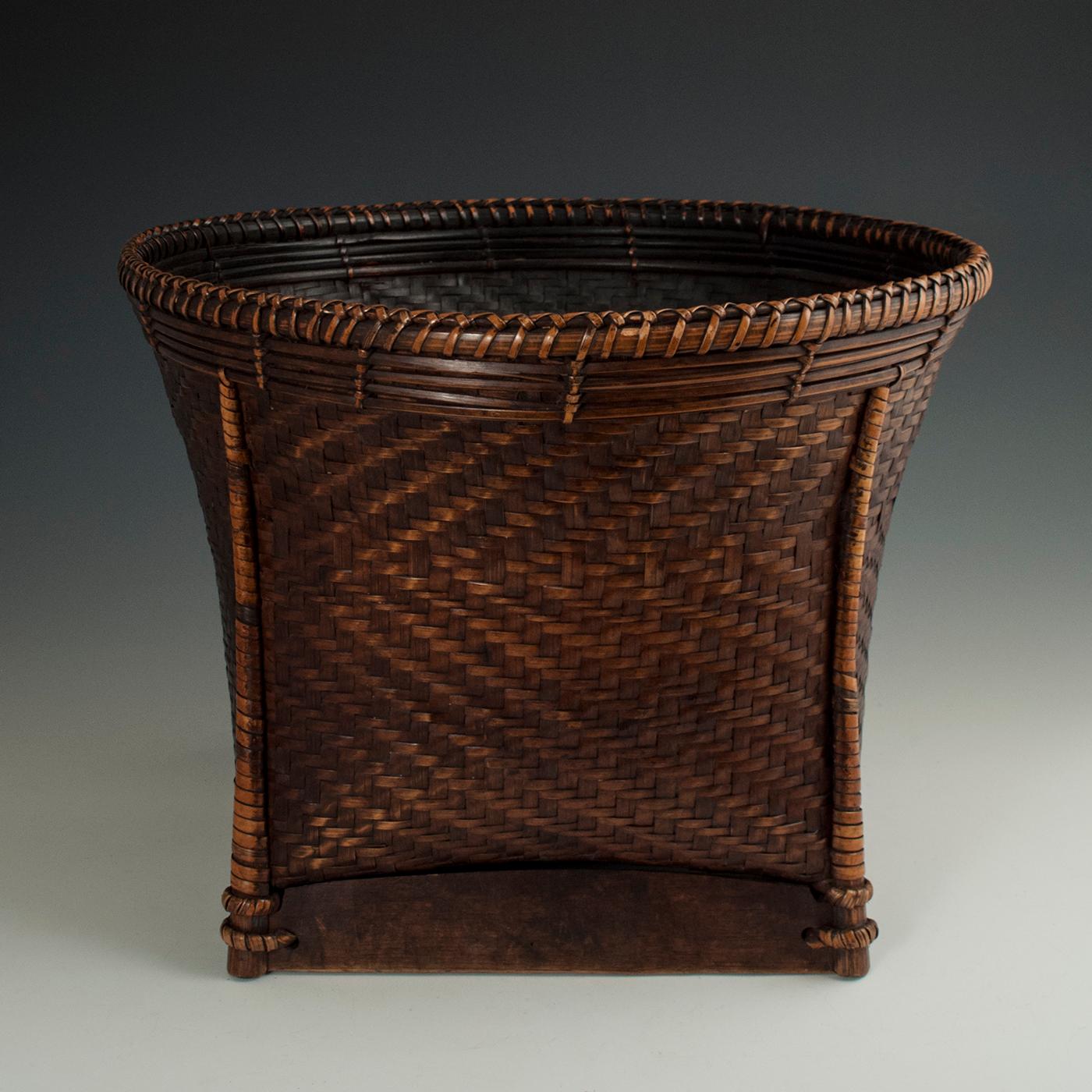 Vietnamese Early to Mid-20th Century Bamboo Collecting Basket, Khmu People, Vietnam or Laos