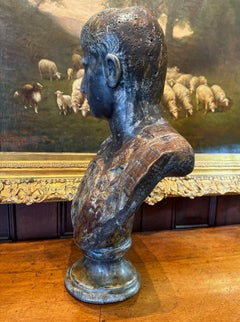 Busto in bronzo fuso di imperatore romano dell'inizio o della metà del XX secolo