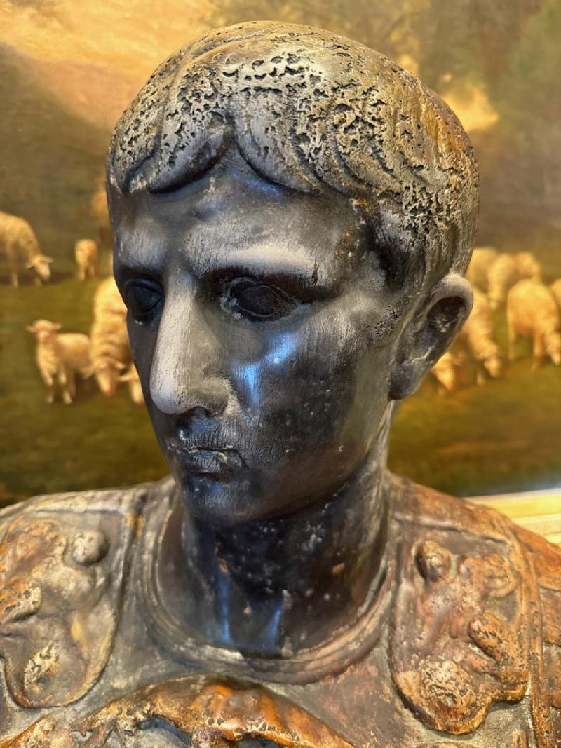 Early to Mid 20th Century Italian Cast Bronze Bust of Roman Emperor In Good Condition For Sale In Middleburg, VA