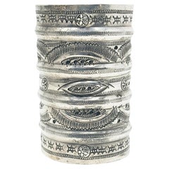 Early to Mid-20th Century Large Silver Hand-Stamped Cuff, Libya